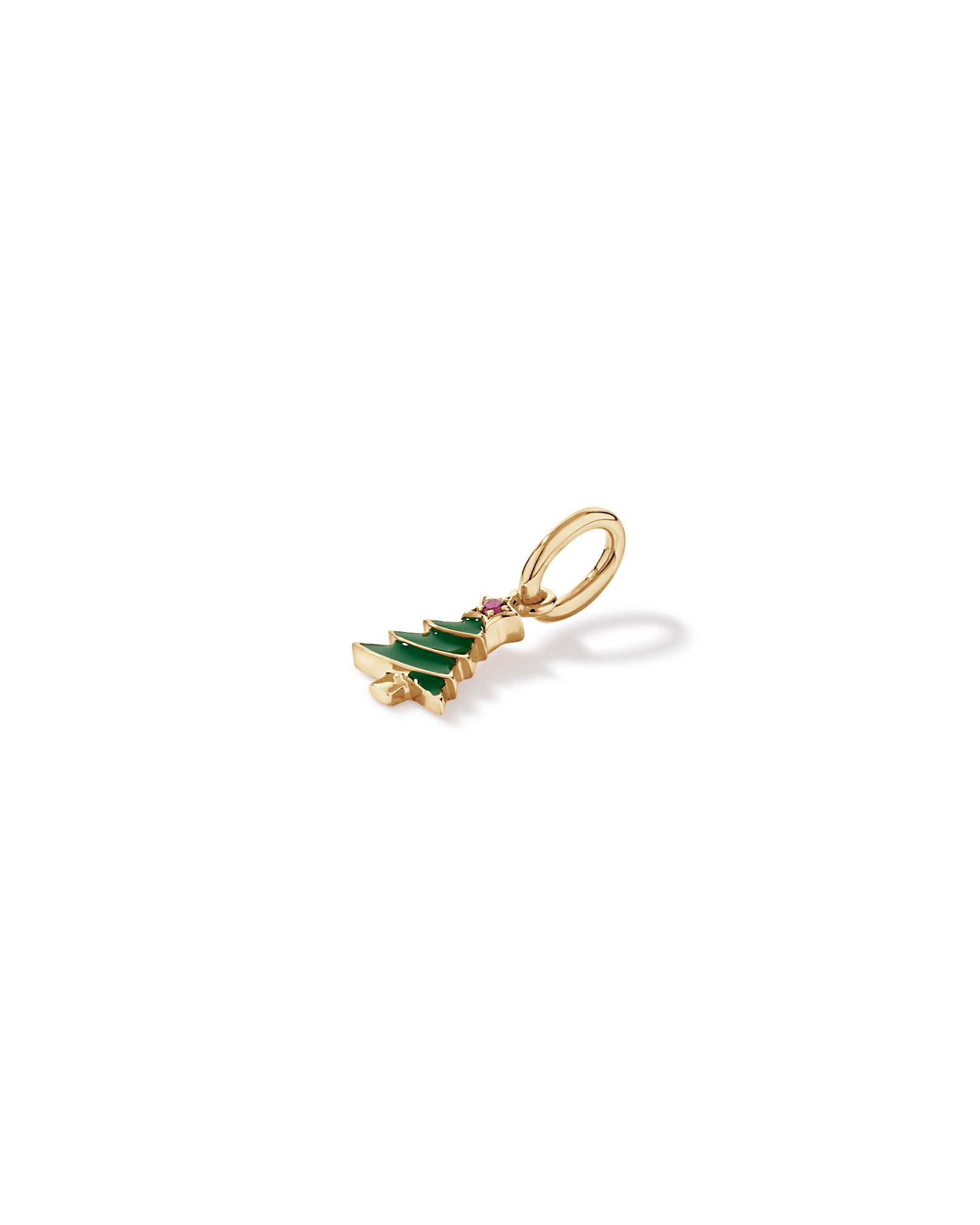 Pendentif sapin de Noël avec rubis et émail créés en Vermeil en or jaune 18 carats