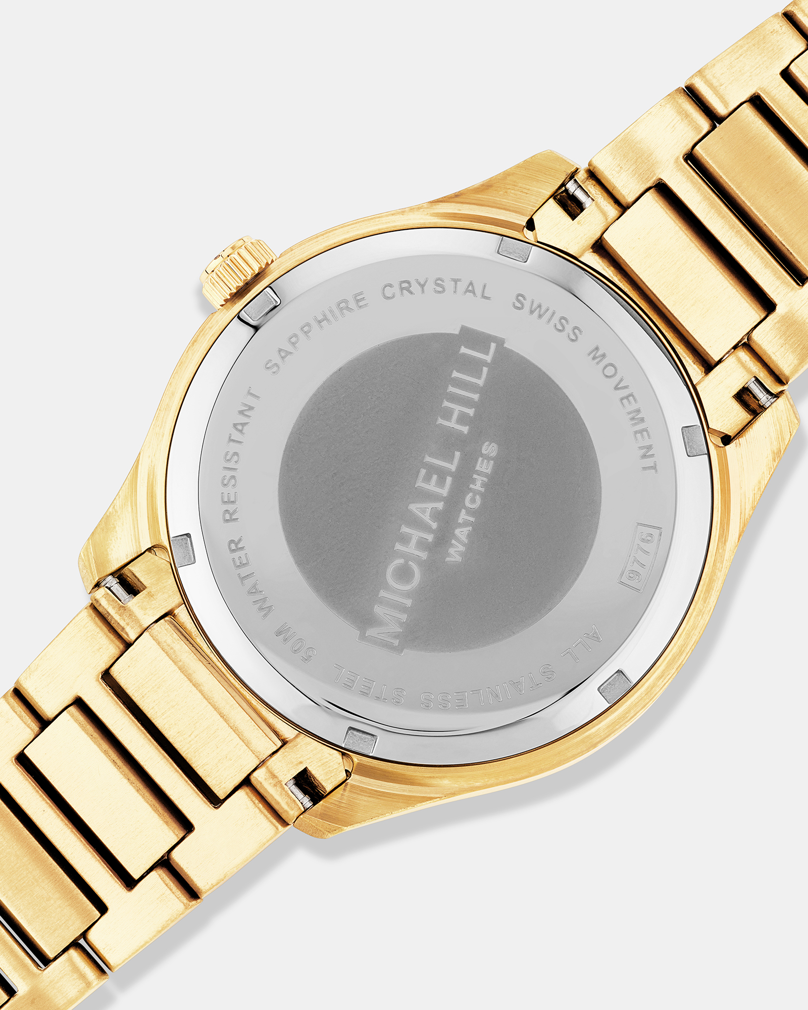 Men's Diamond Quartz Yellow Gold Tone Stainless Steel Watch with Black Dial
