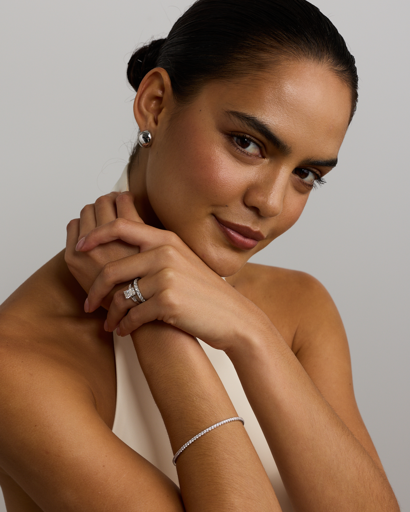 2.25 Carat TW Three Stone Radiant and Baguette Laboratory-Grown Diamond Engagement Ring 14kt White Gold