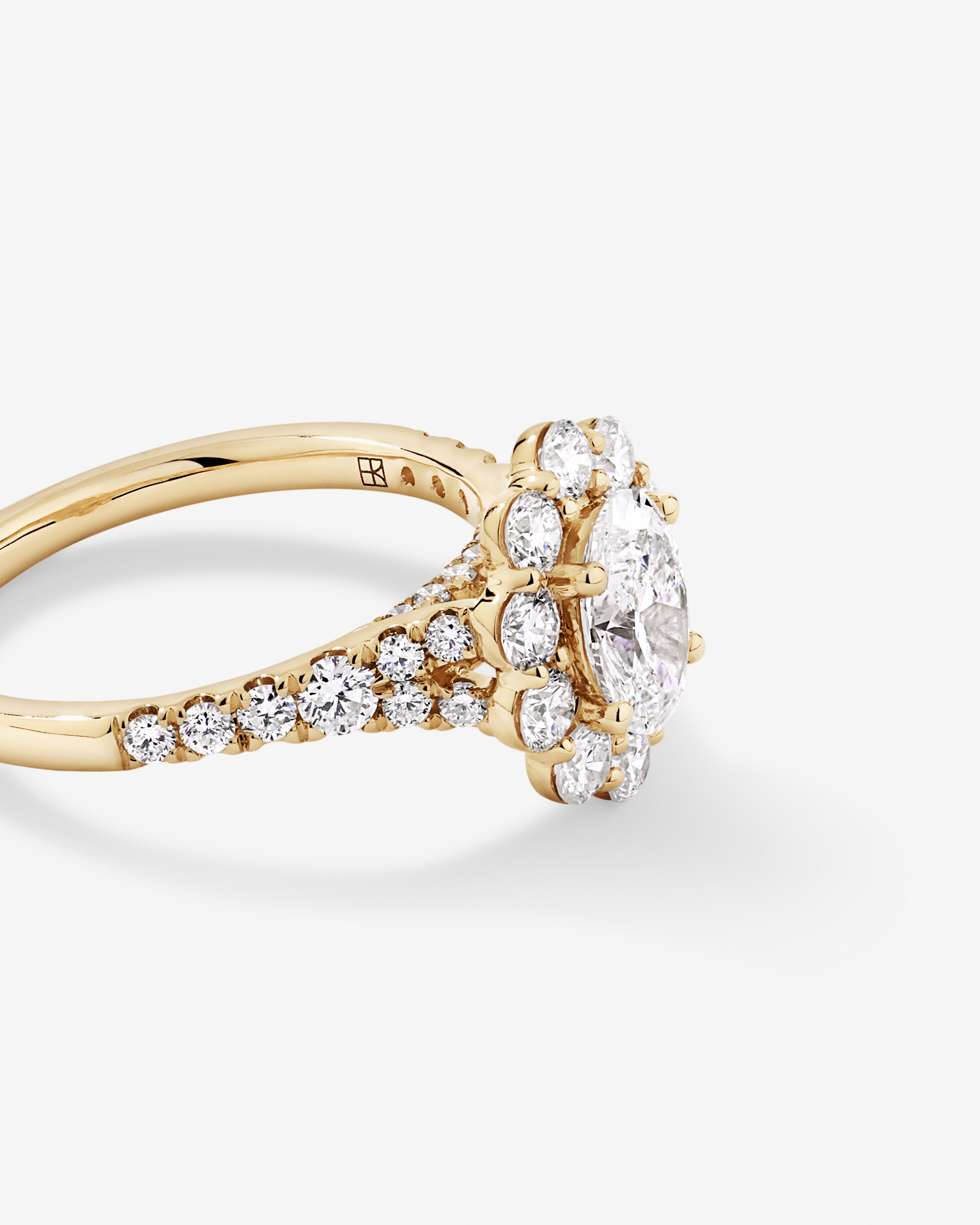 2.15 Carat TW Oval Halo Laboratory-Grown Diamond Ring 14kt Yellow Gold