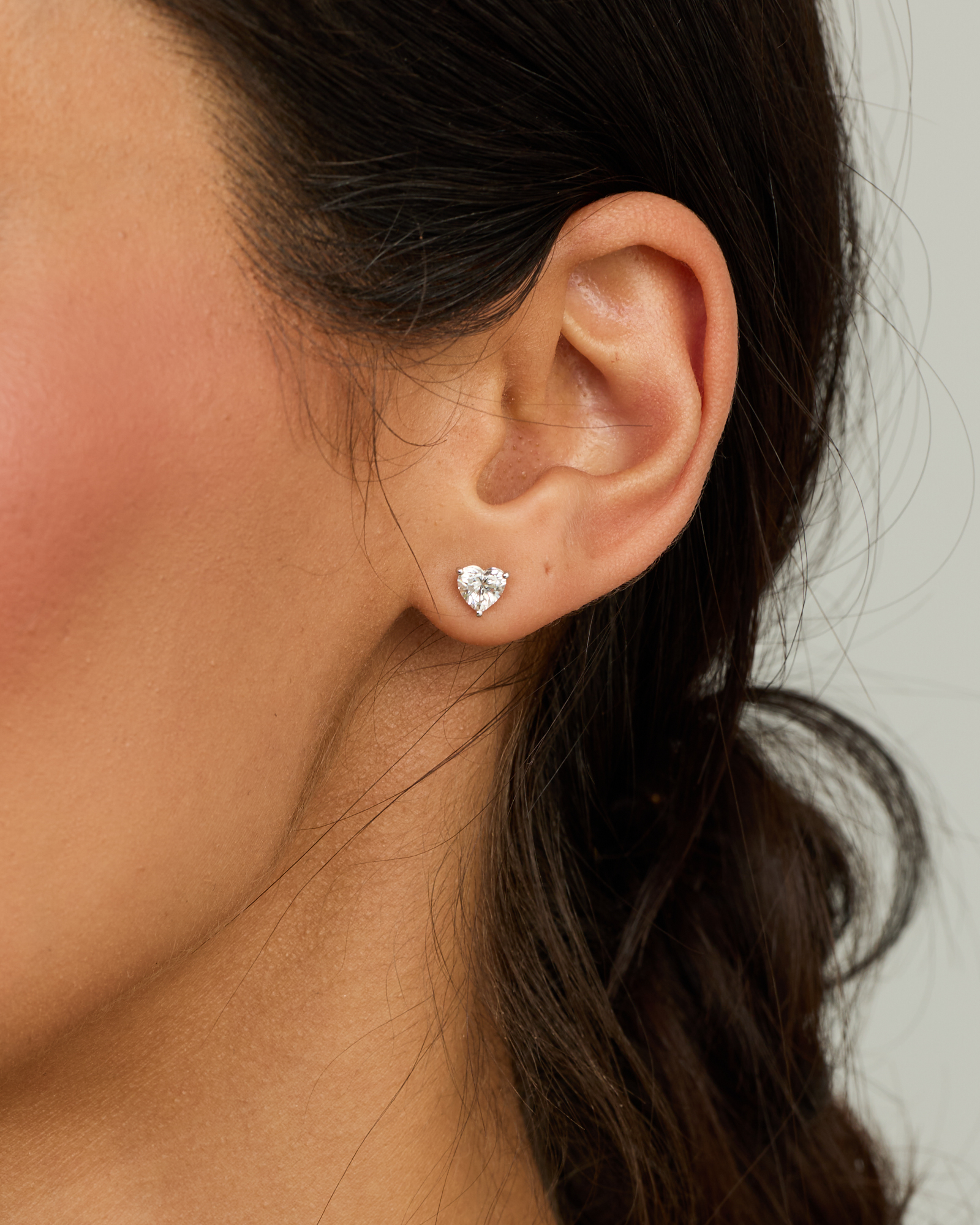 1.00 Carat TW Laboratory-Grown Diamond Heart Studs in 10kt White Gold