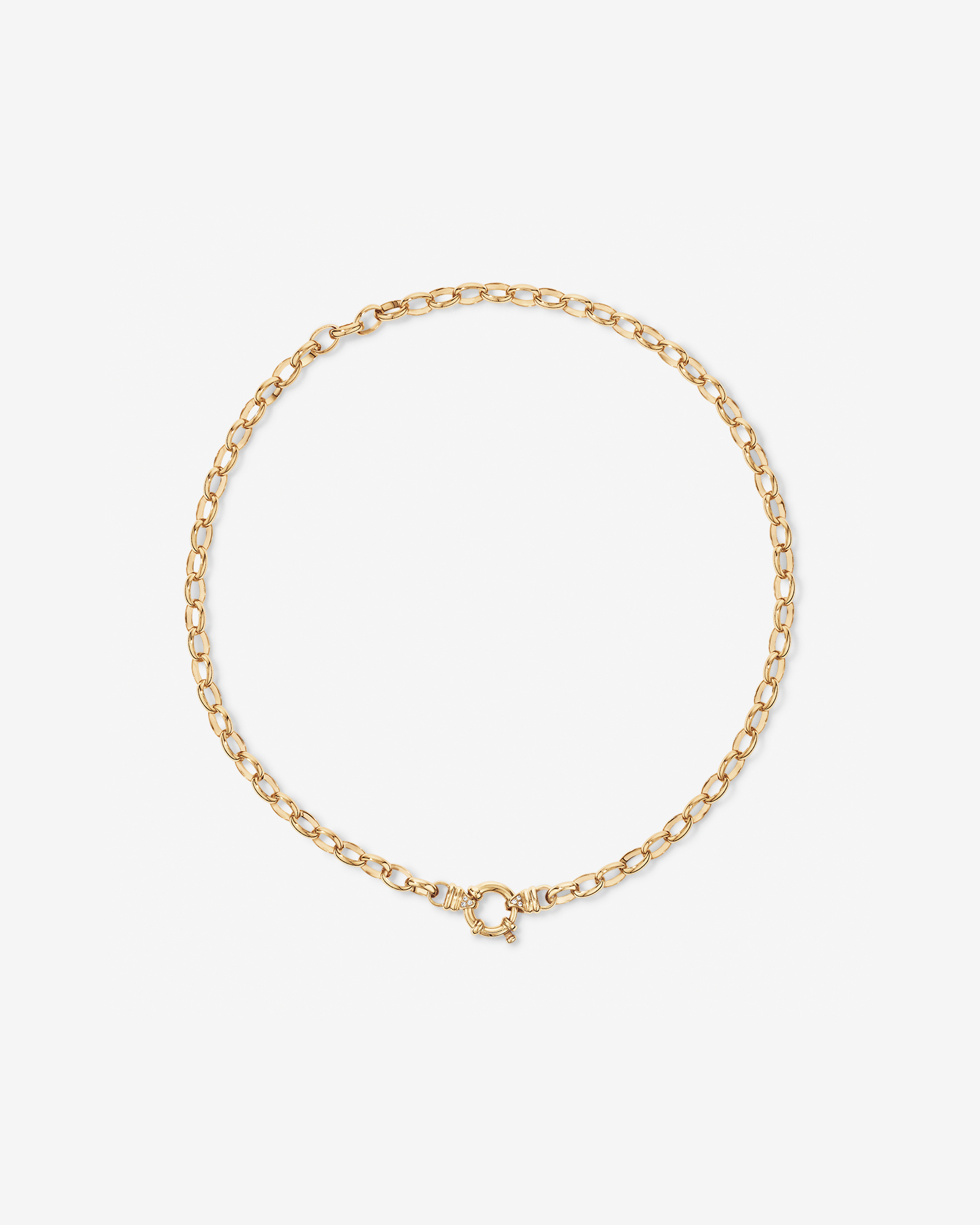 50cm (20") 7mm-7.5mm Width Diamond Set Solid Belcher Chain in 10kt Yellow Gold