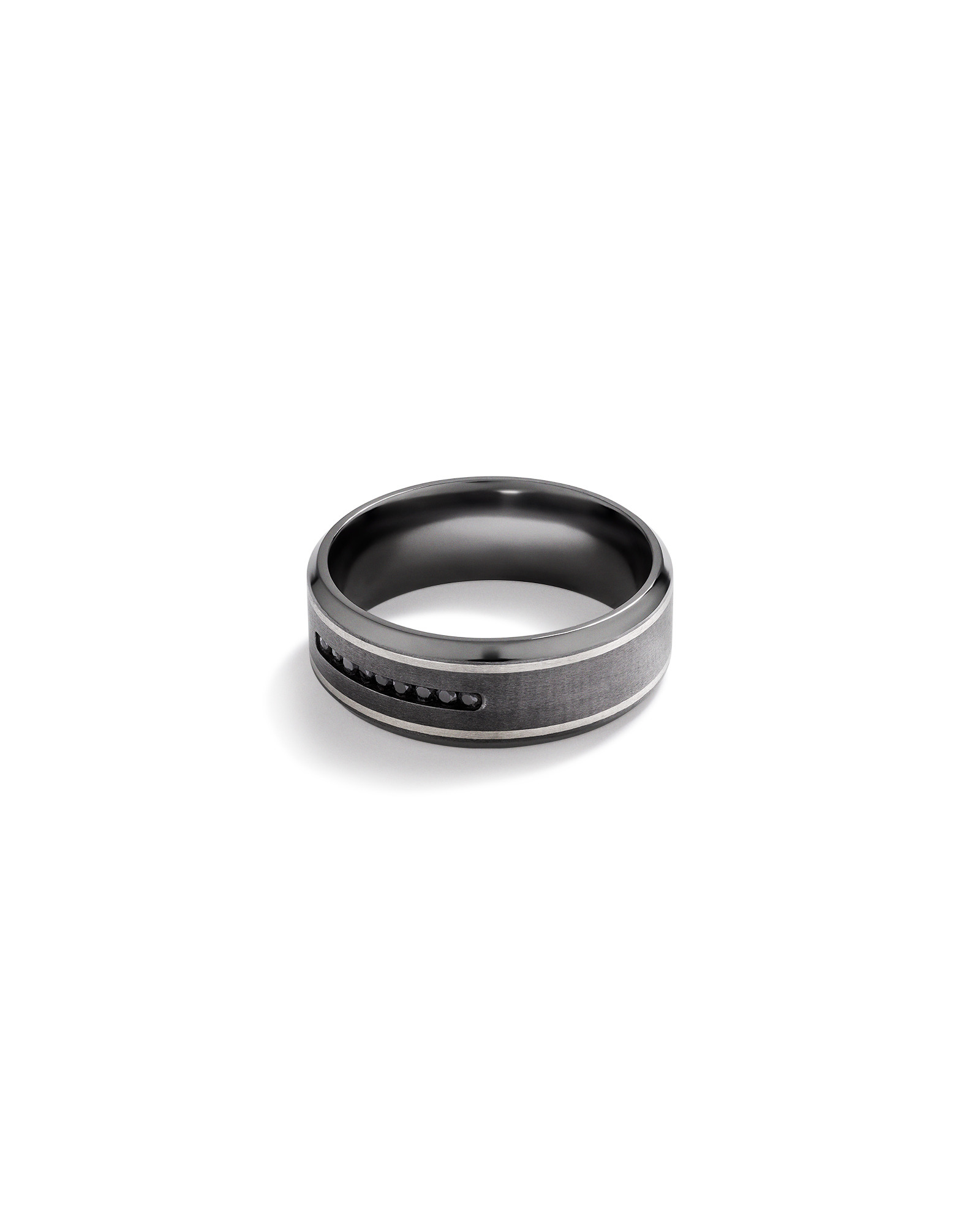 8mm Brushed Dome Wedding Band in Tantalum and 10kt White Gold