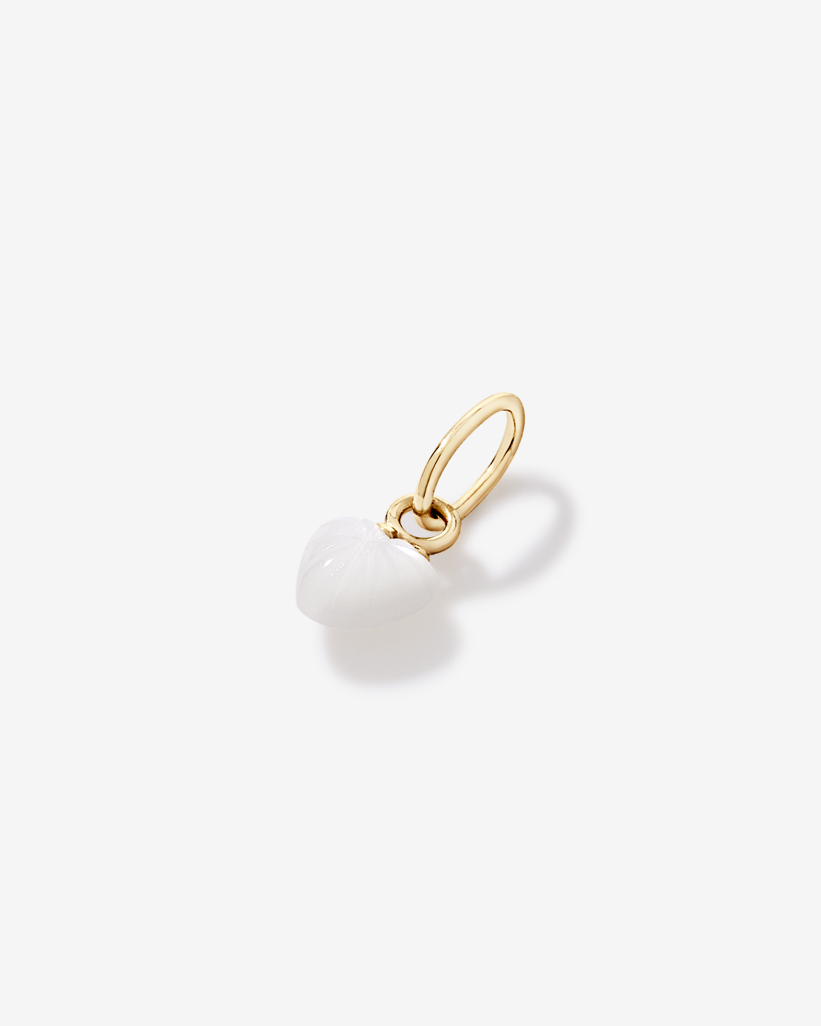 Mother of Pearl Sunray Heart Micro Pendant in 10kt Yellow Gold