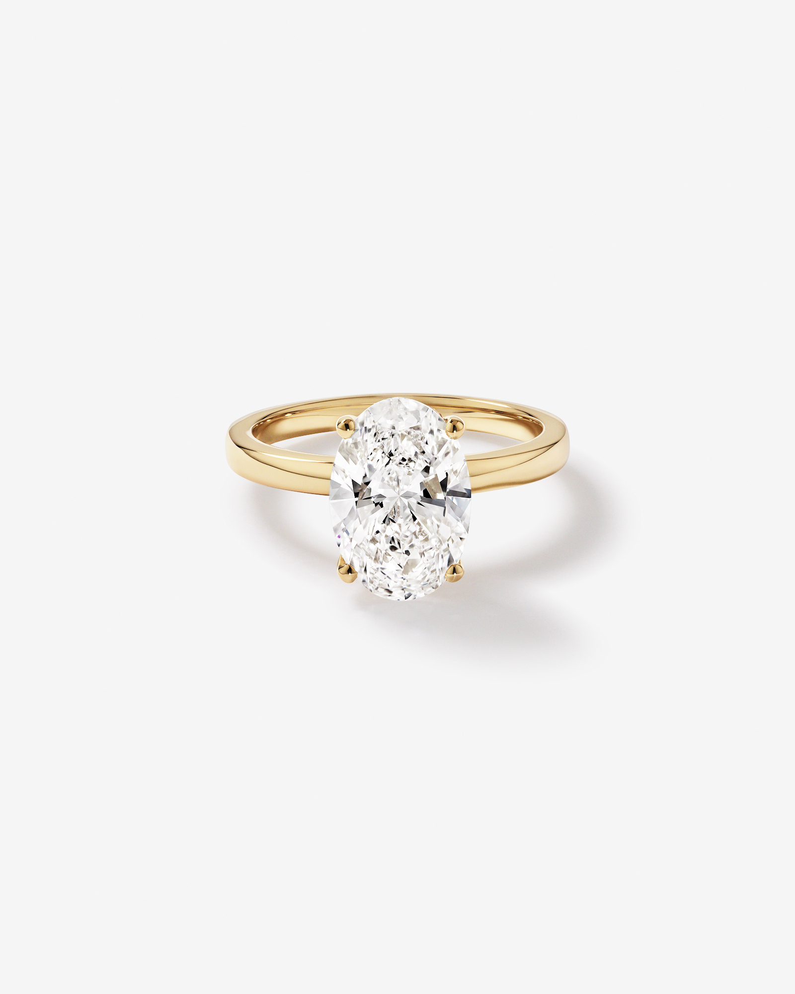 3.10 Carat TW Oval Cut Laboratory-Grown Diamond Solitaire Ring in 18kt Yellow Gold