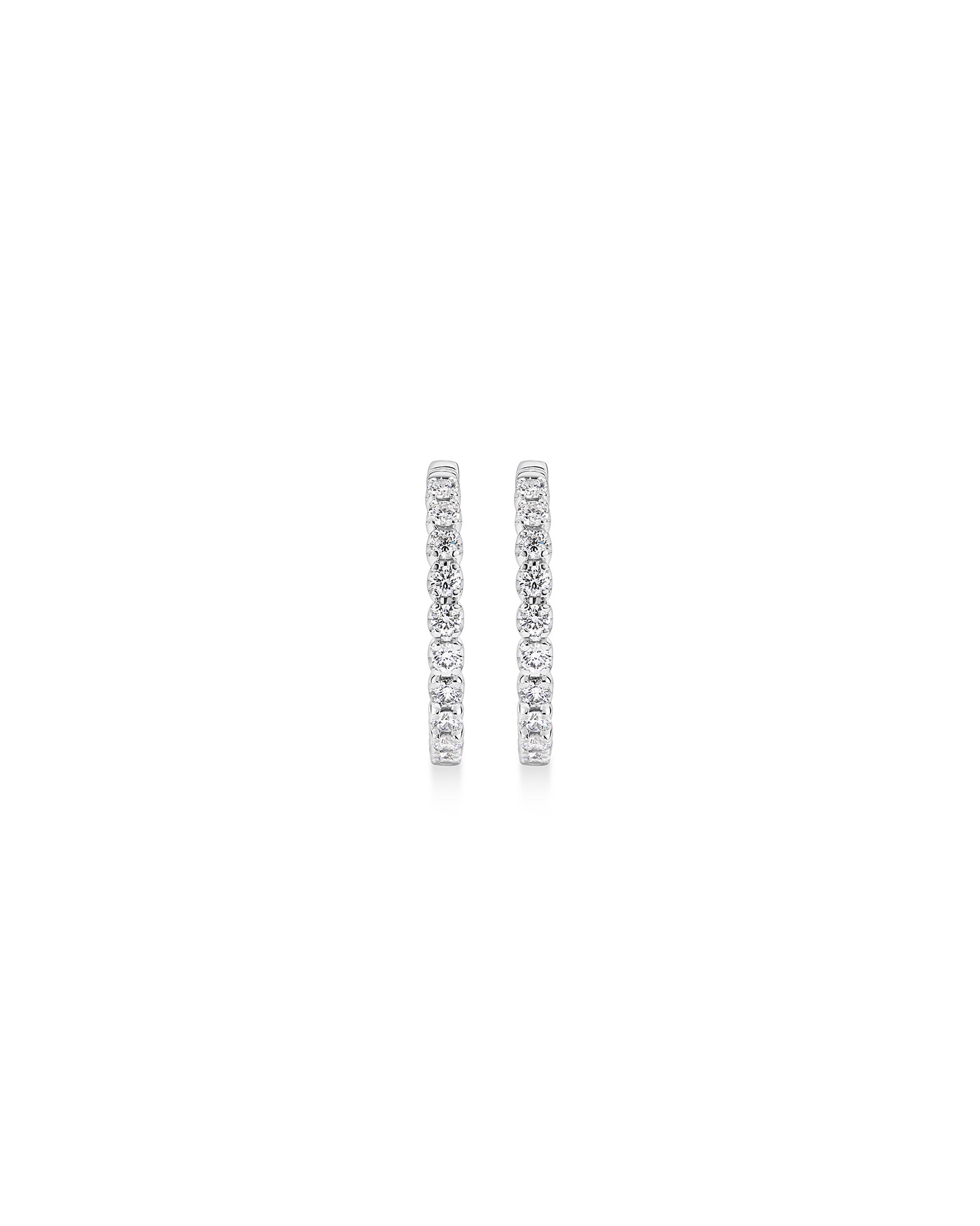 1.00TW Lab Diamond Inside Out Hoop Earrings in Silver - Small
