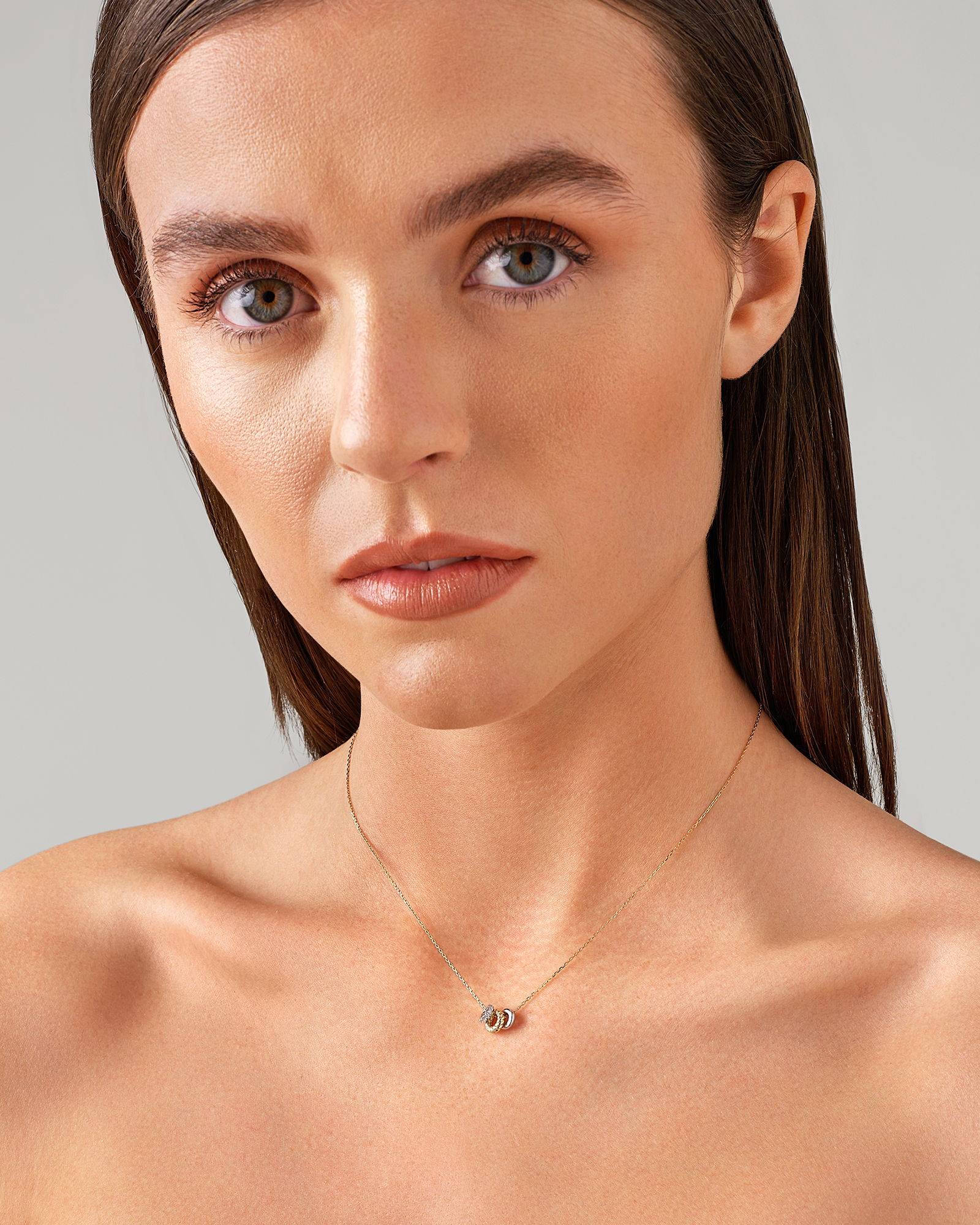 Collier en argent sterling et or jaune 10 K avec diamants totalisant 0,09 ct