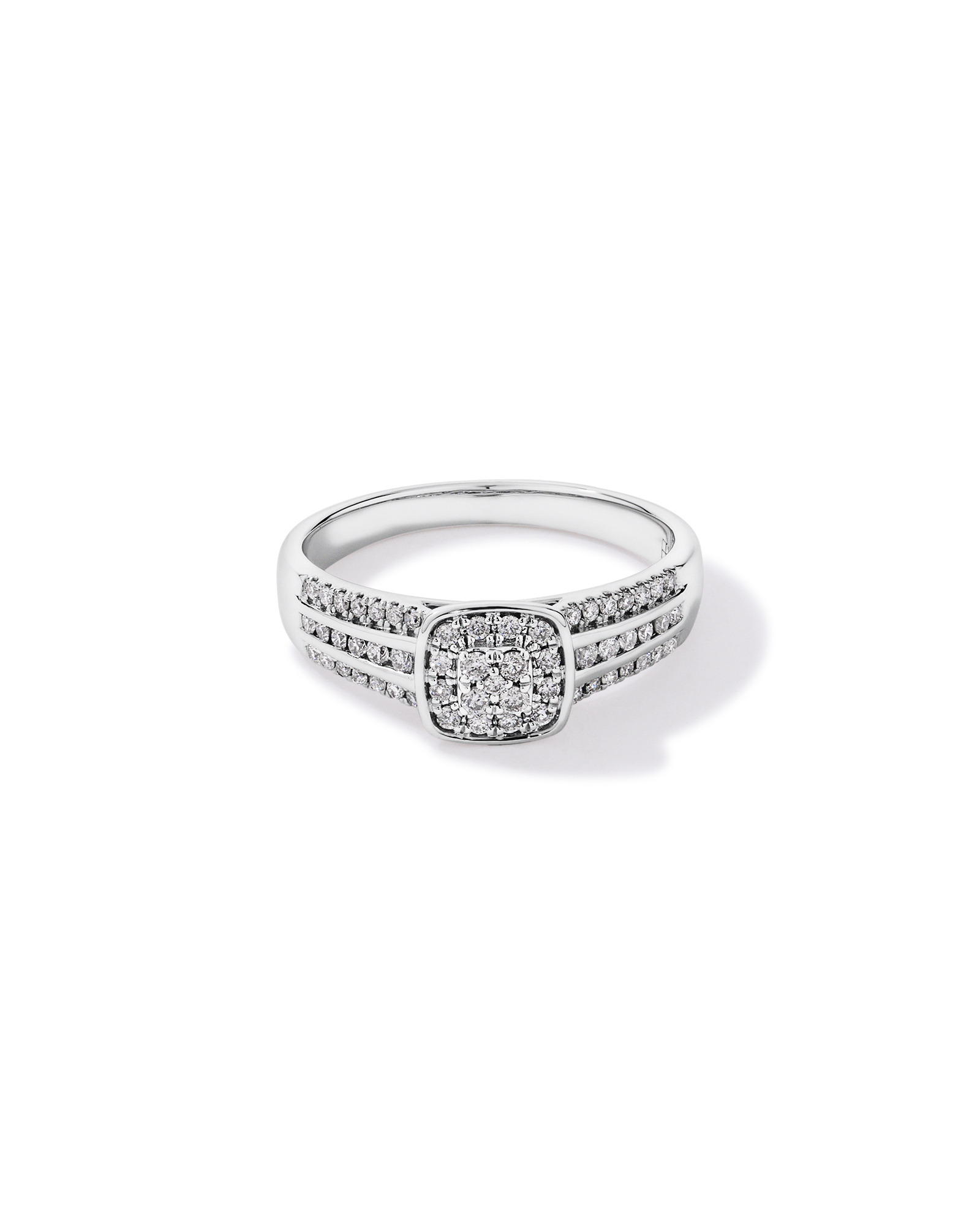 0.35 Carat TW Cushion-Shaped Diamond Cluster Ring in Sterling Silver
