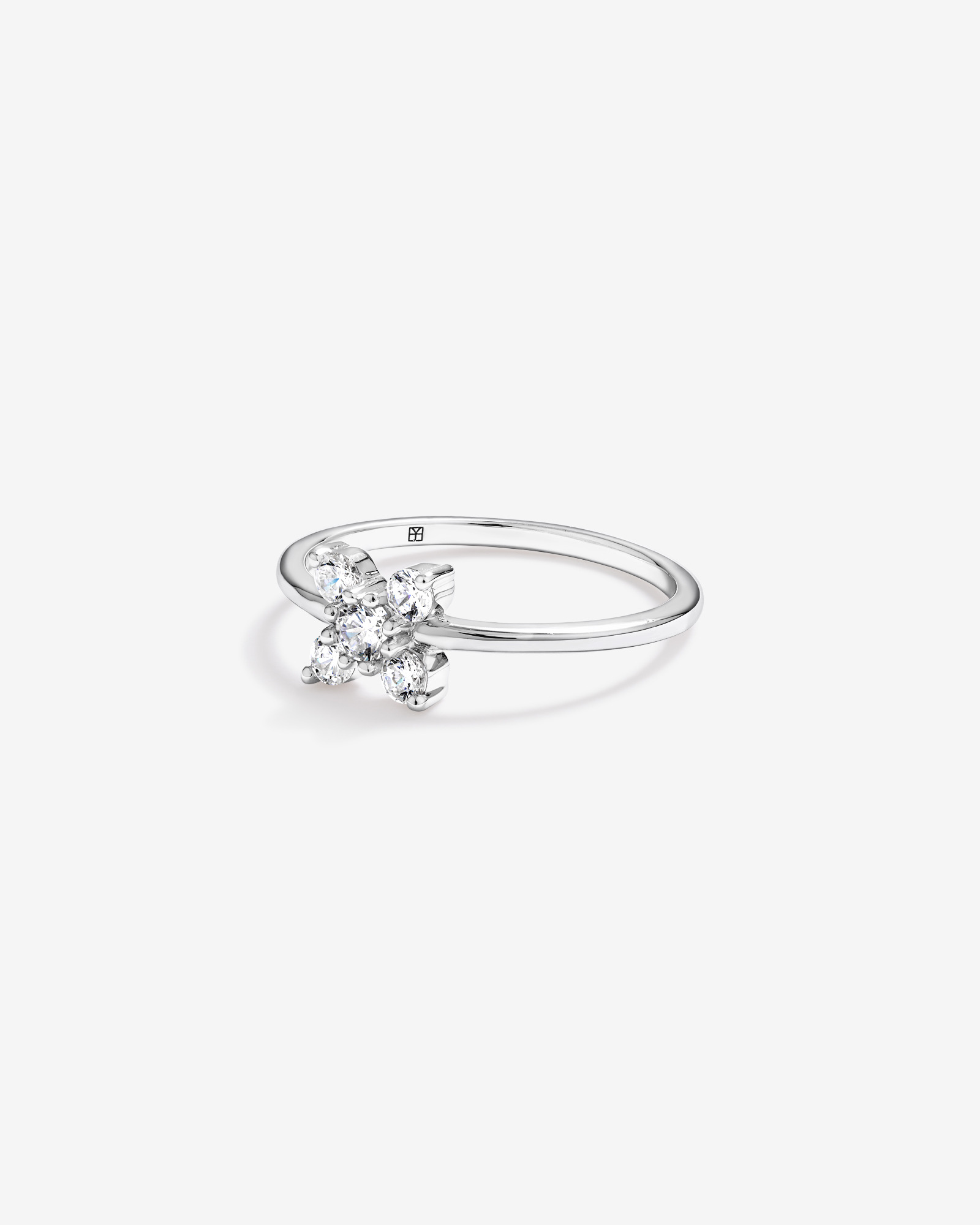 Cubic Zirconia Floral Ring Sterling Silver