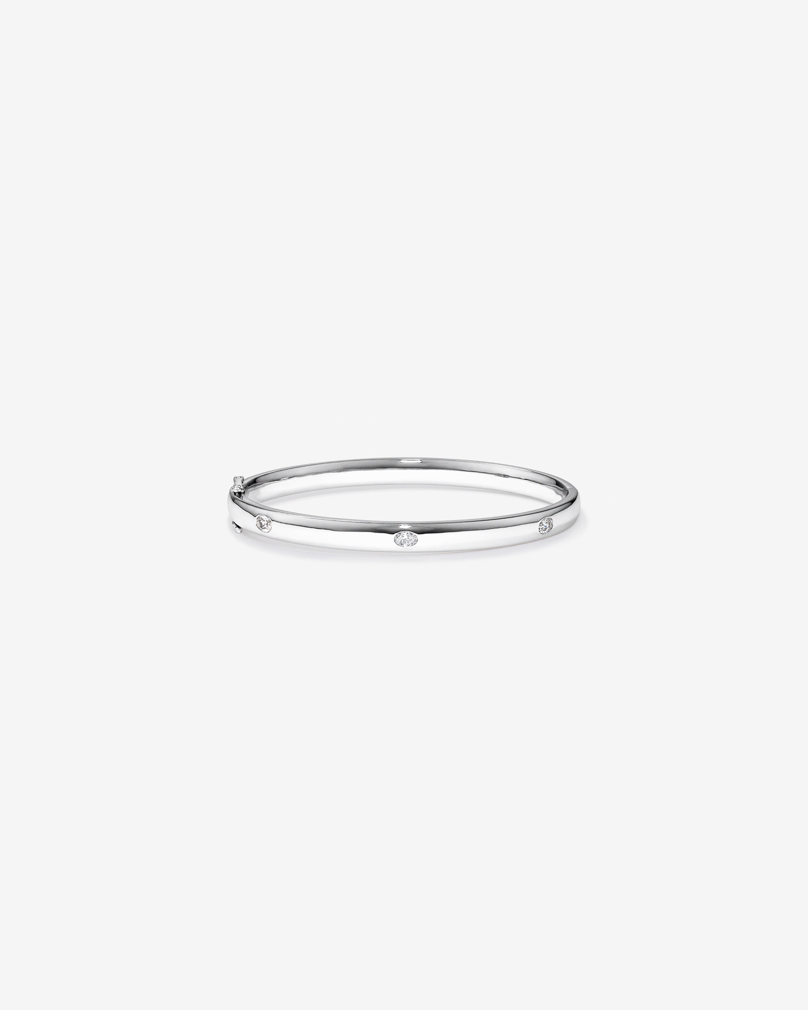 0.45 Carat TW Laboratory-Grown Oval Diamond Bangle in Sterling Silver
