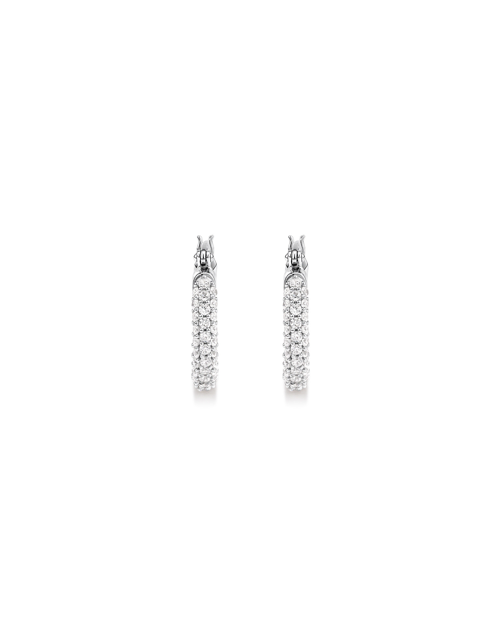 Pavé Cubic Zirconia Small Hoop Earrings in Sterling Silver