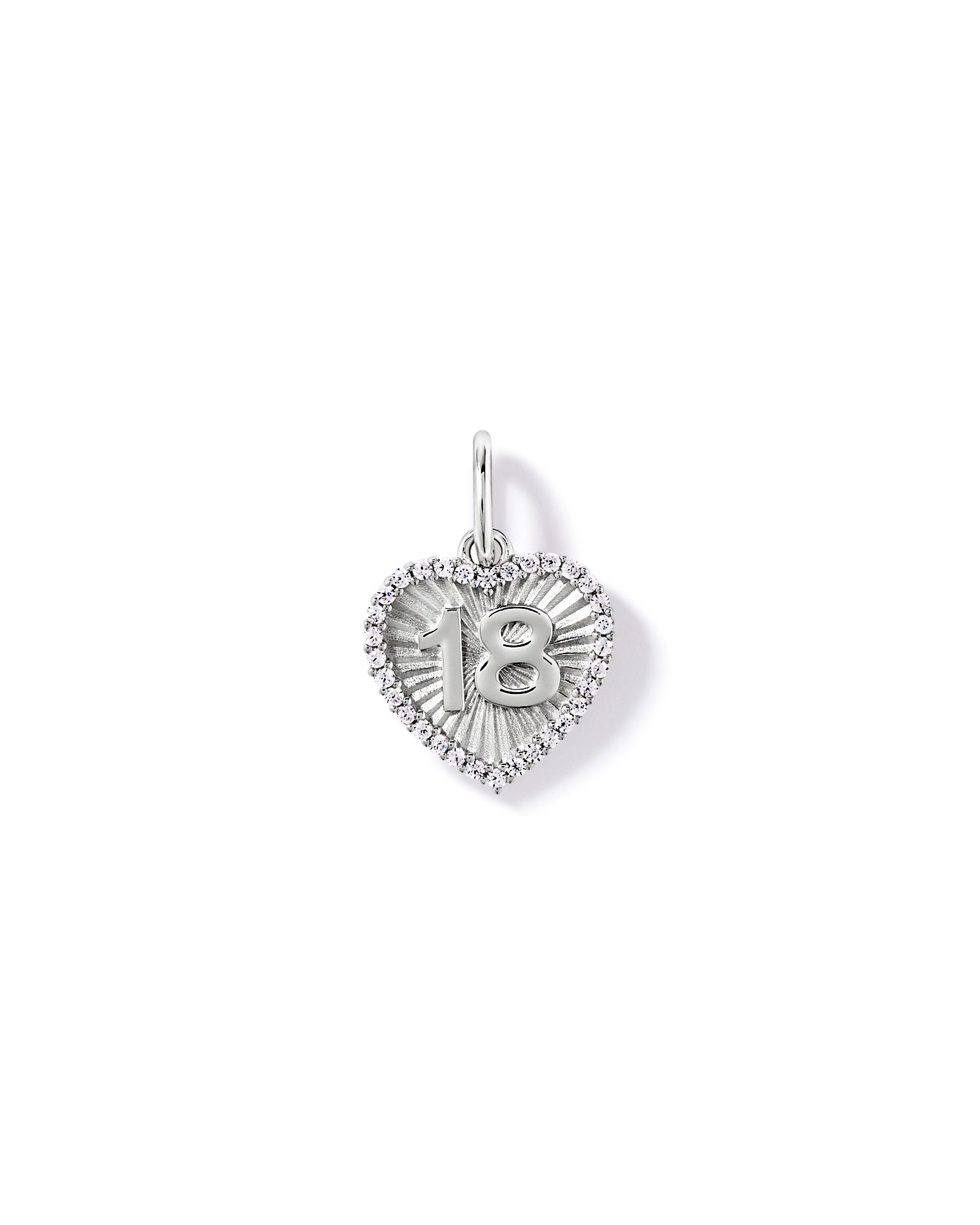 18 Sunray Heart Pendant with Cubic Zirconia in Sterling Silver