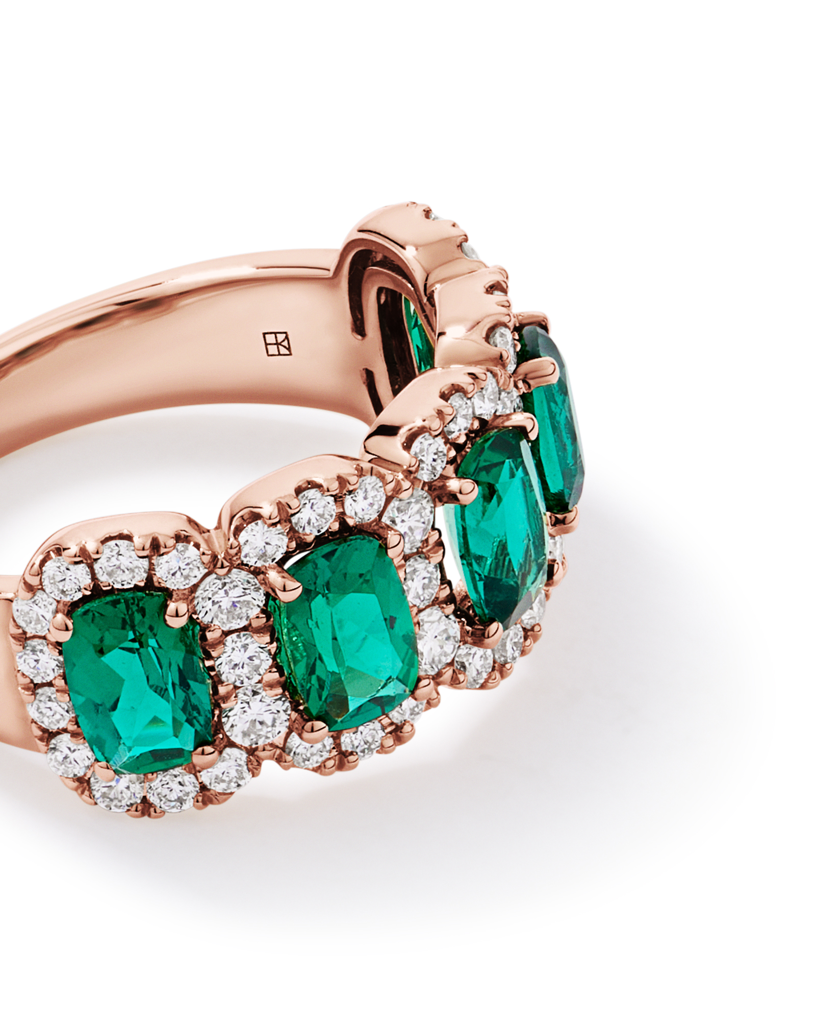 Created Emerald and 0.90 Carat TW Laboratory-Grown Diamond Ring 10kt Rose Gold