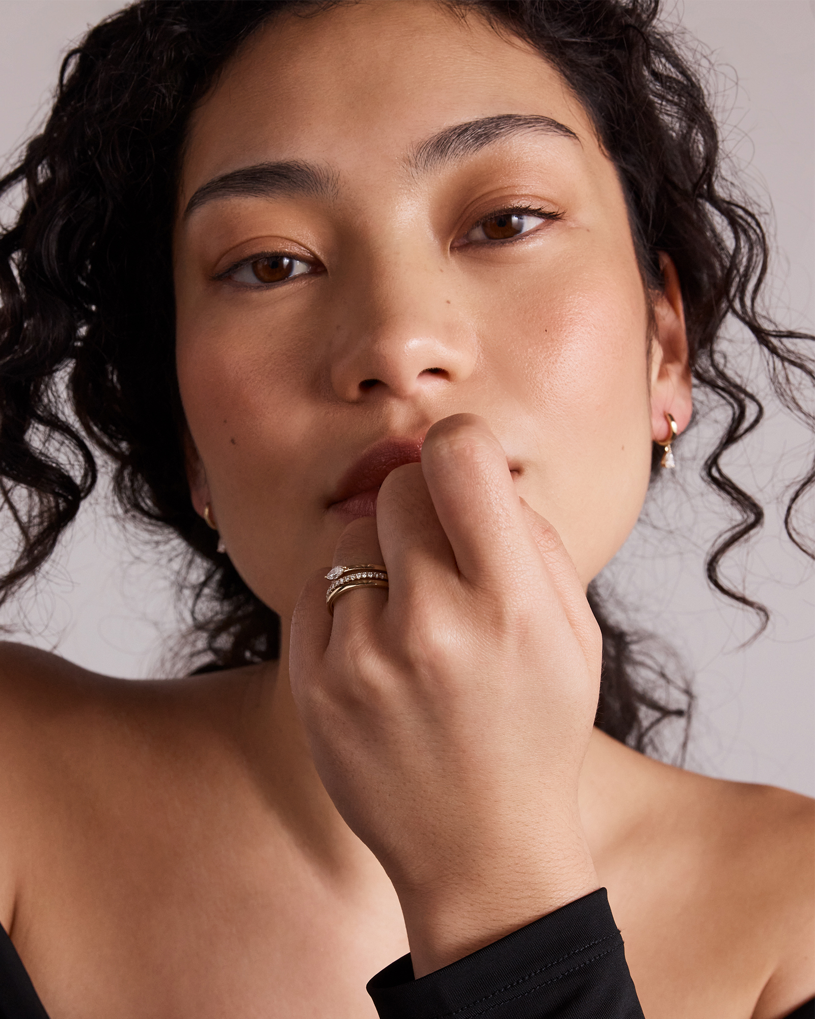 0.43 Carat TW Round Brilliant and Marquise Cut Laboratory-Grown Diamond Bypass Ring 10kt Yellow Gold