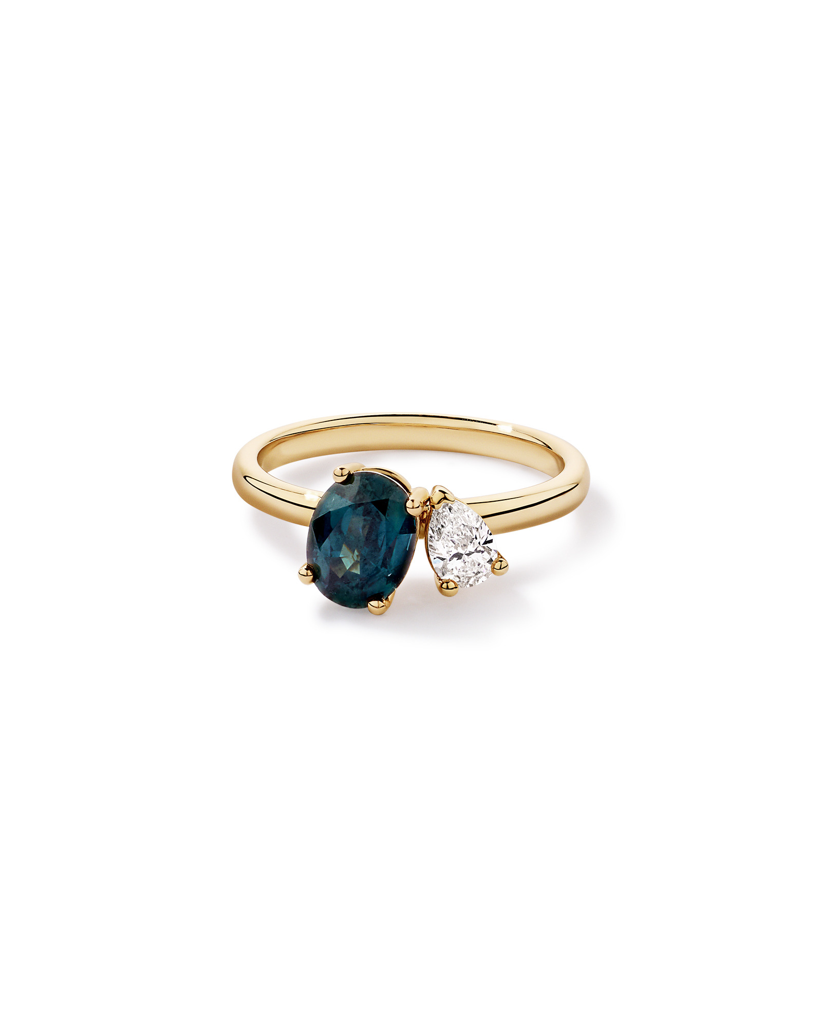 Australian Parti Sapphire & 0.30 Carat TW Diamond Toi Et Moi Ring 10kt Yellow Gold