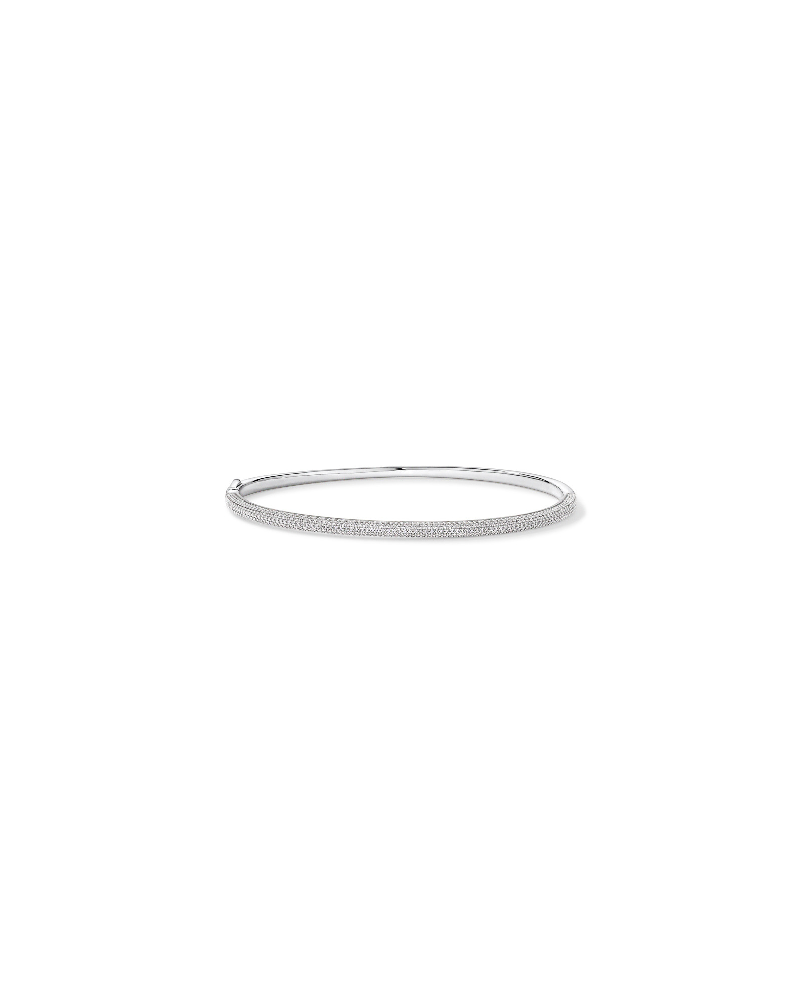 62mm Slim Pavé Hinged Bangle with Cubic Zirconia in Sterling Silver