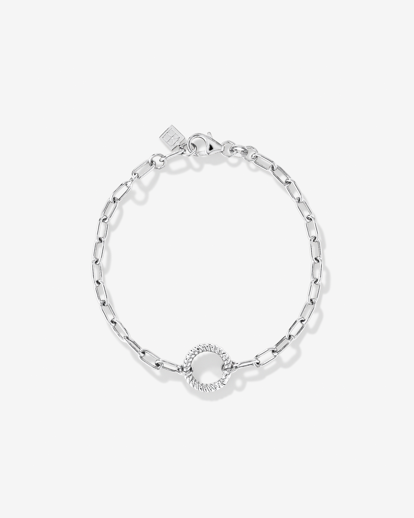 Bracelet à pendentif ouvert avec trombone rond de 18 cm (7") en argent sterling
