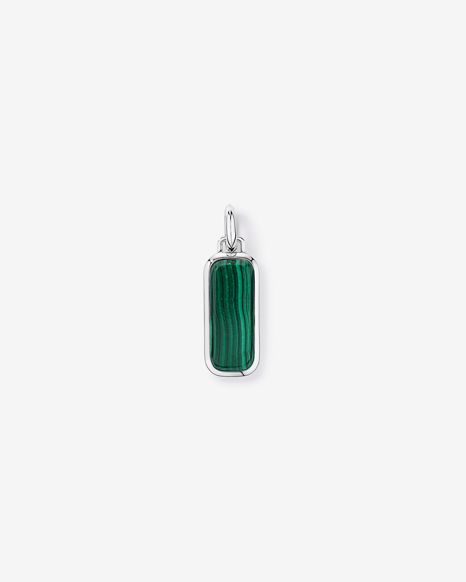 Malachite Oblong Pendant in Sterling Silver