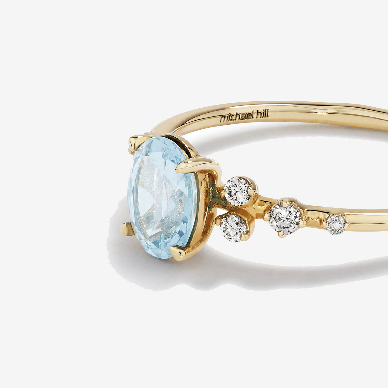 Aquamarine and 0.12 Carat TW Diamond Ring 10kt Yellow Gold
