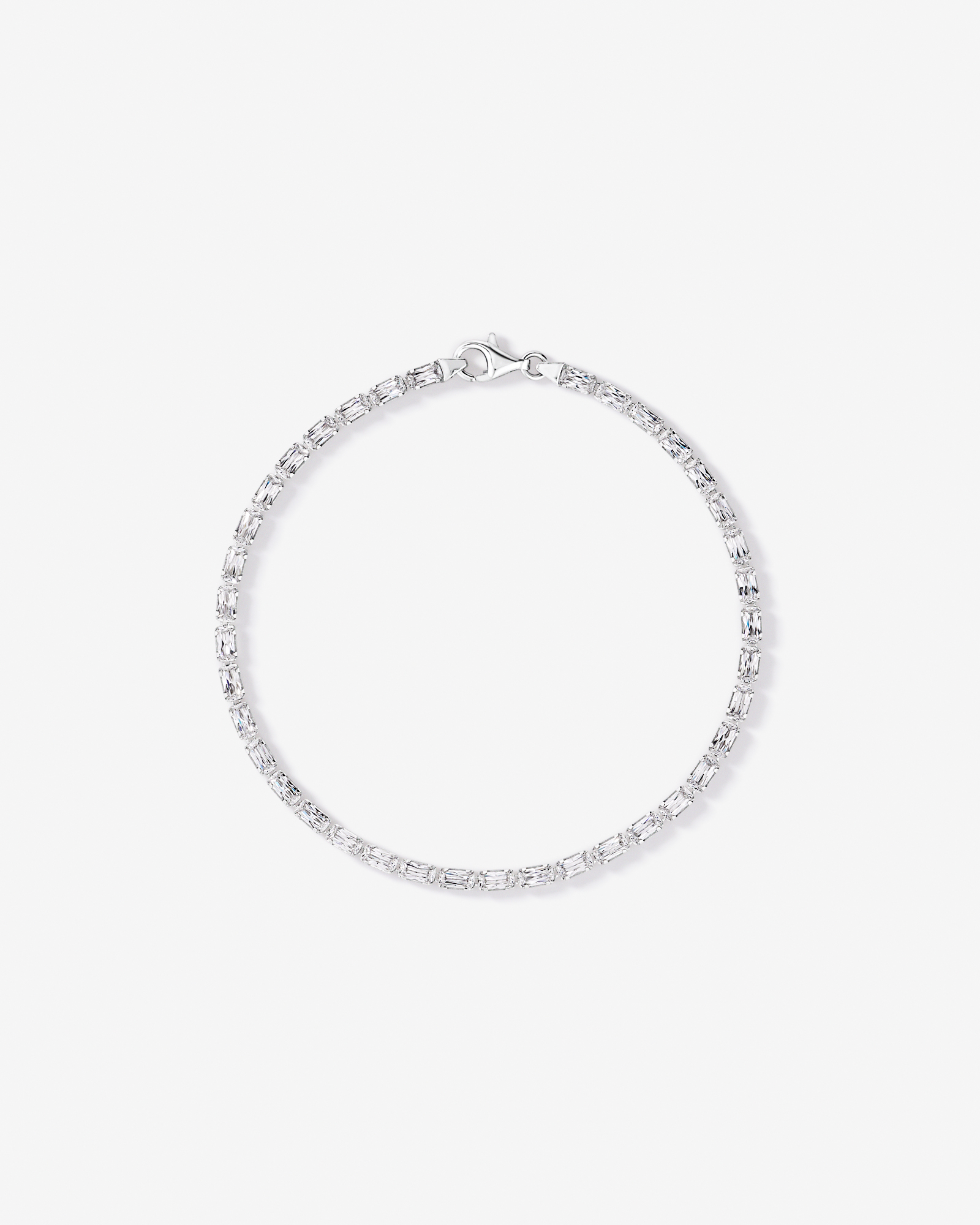 19cm (7.5") Baguette Cubic Zirconia Tennis Bracelet in Sterling Silver