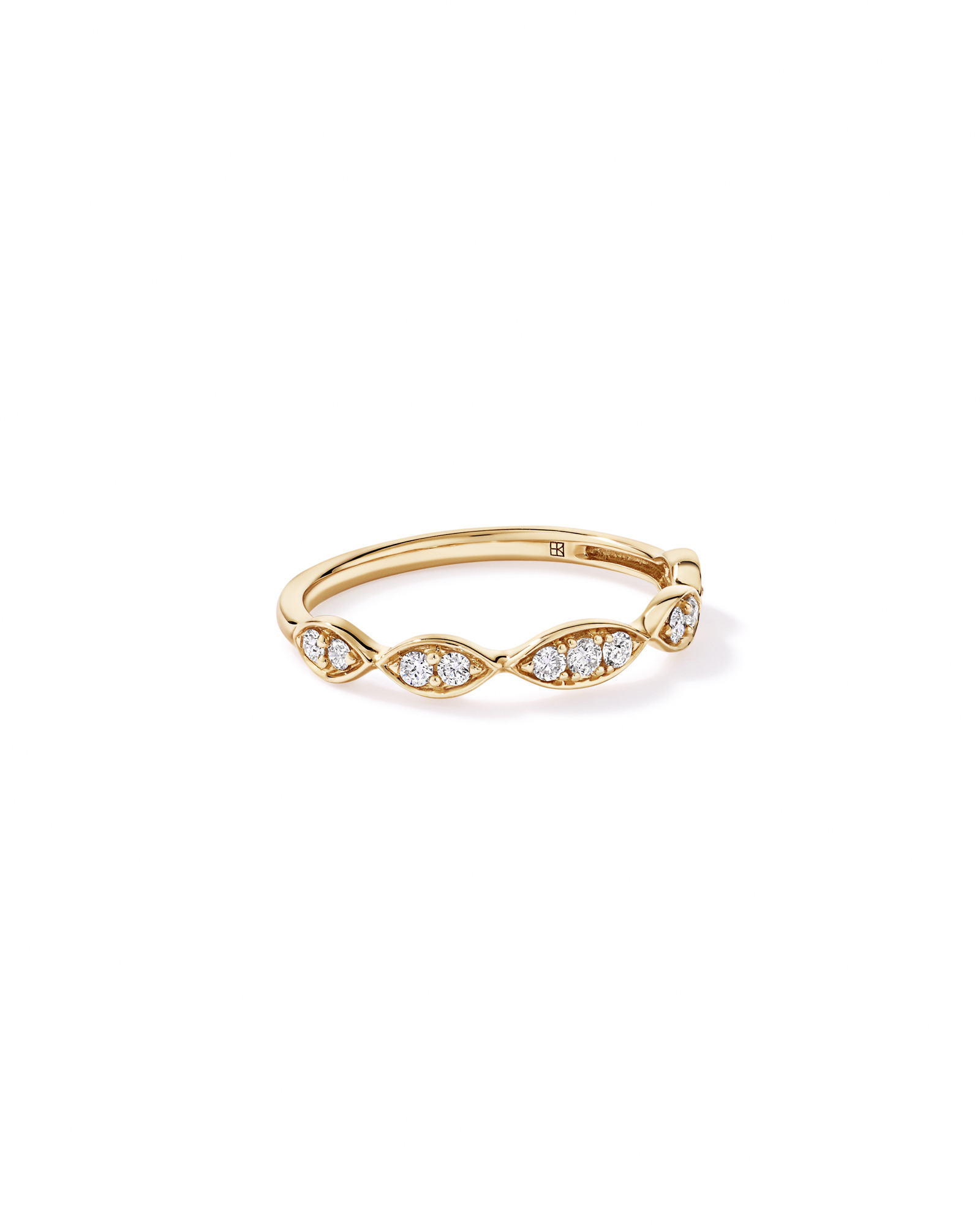 Alliance torsadée en or jaune 14 carats avec diamants (poids total 0,20 carat)