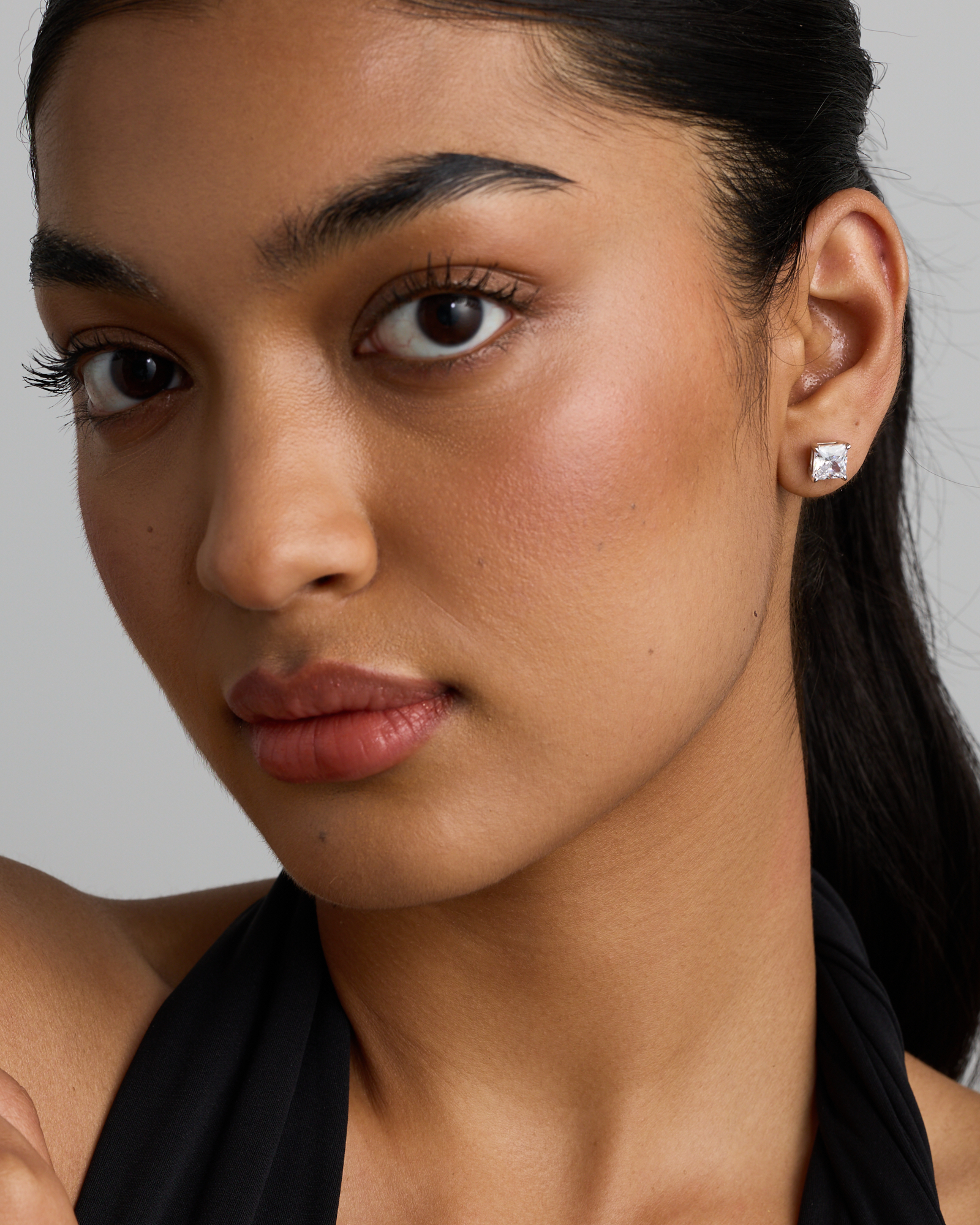 7mm Princess Cubic Zirconia Stud Earrings in Sterling Silver