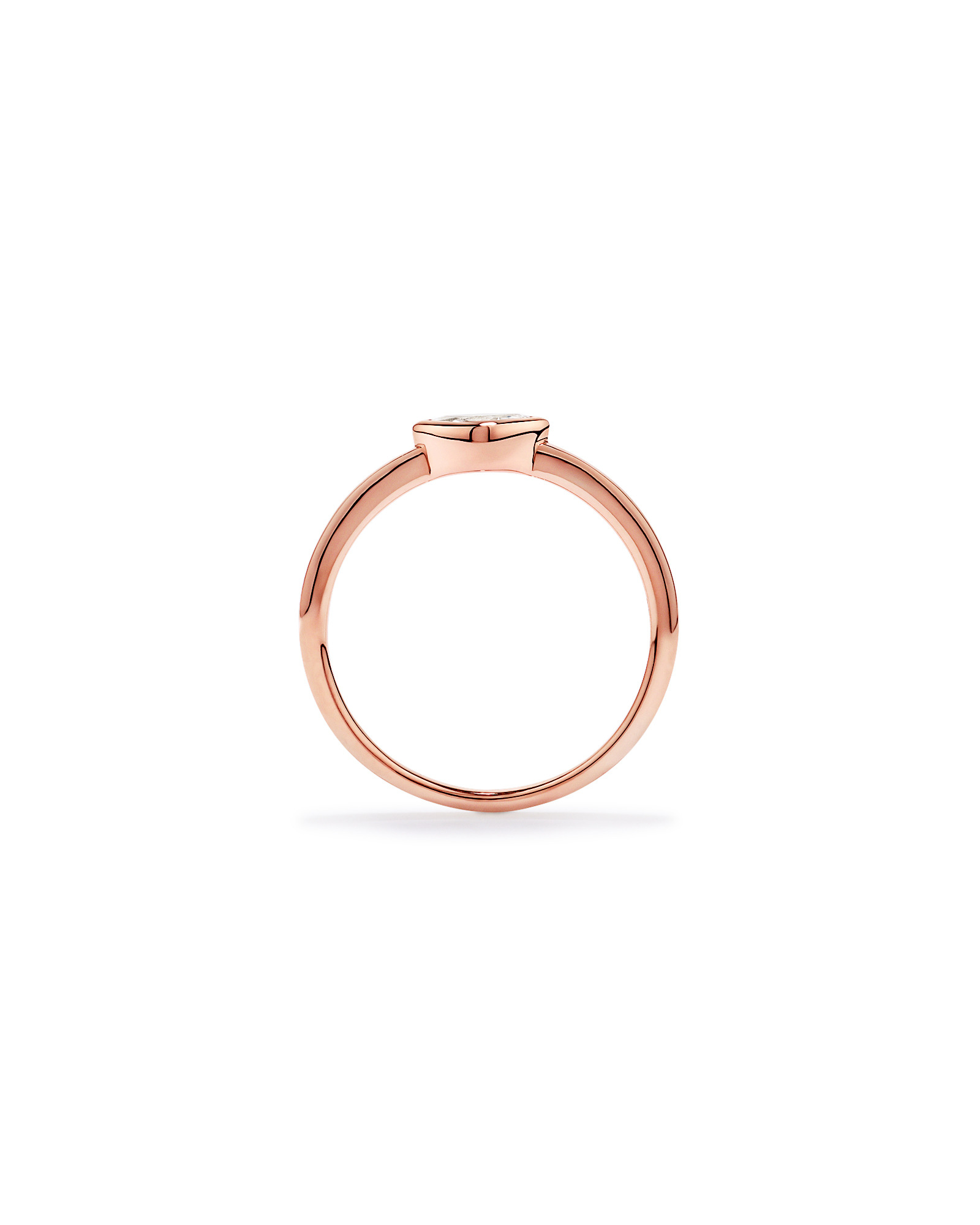 Marquise Cut White Created Sapphire East-to-West Set Bezel Ring 10kt Rose Gold