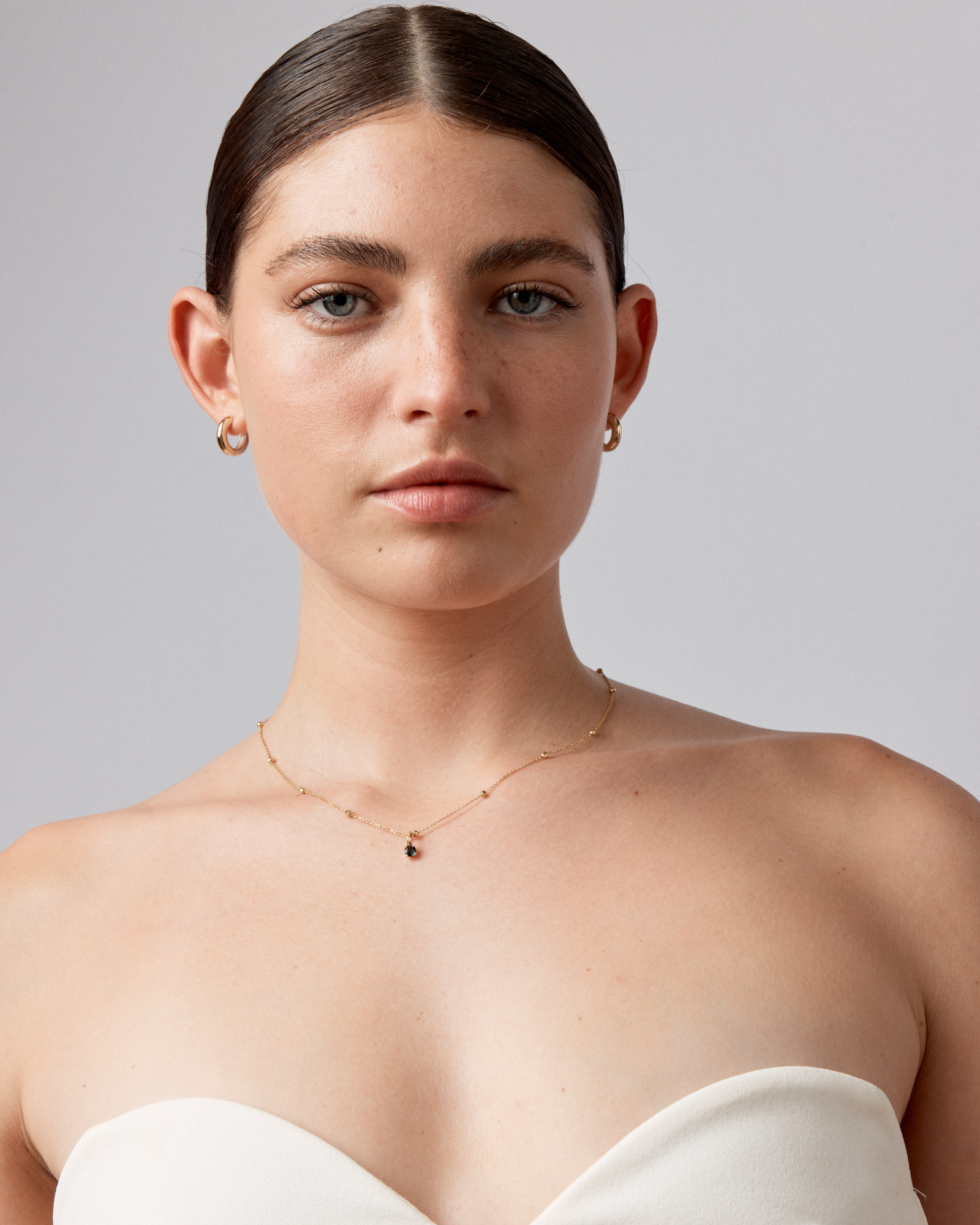 Pendentif en Or Jaune 10kt avec Topaze Bleue de Londres Ronde