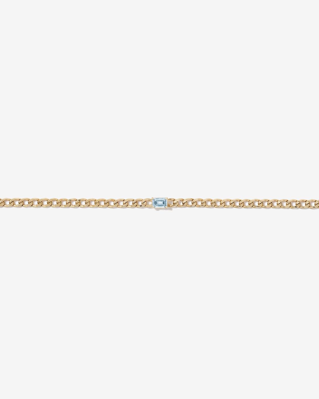 Aquamarine Curb Link Bracelet in 10kt Yellow Gold