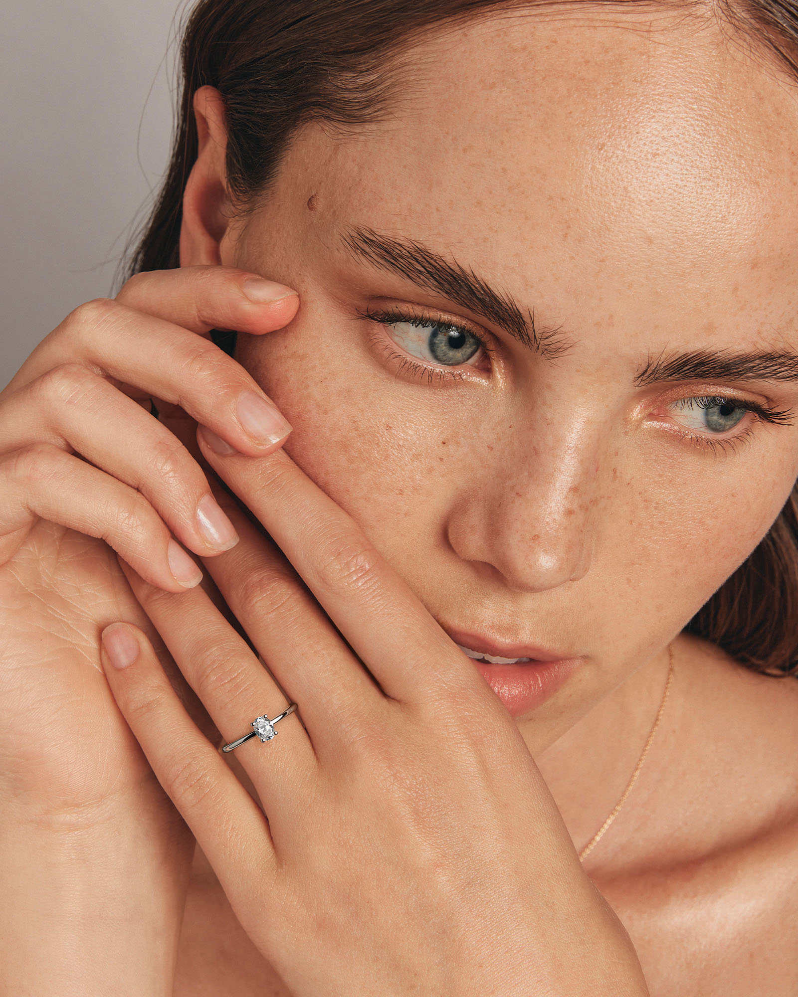 Bague de Fiançailles Solitaire en Diamant Taille Ovale 0,50 Carat TW en Or Blanc 14 kt