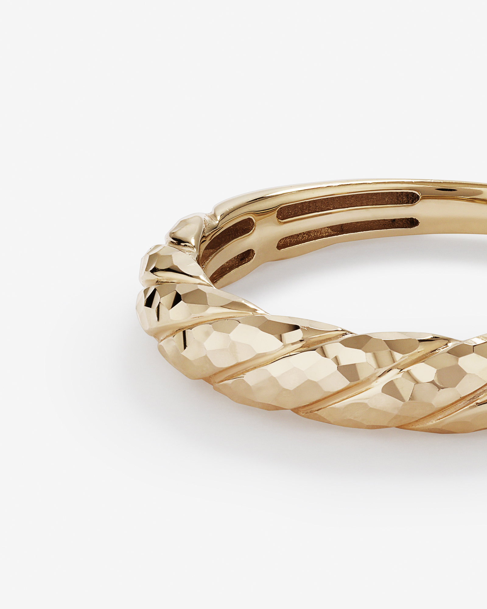 Diamond-Cut Crossaint Ring in 10kt Yellow Gold