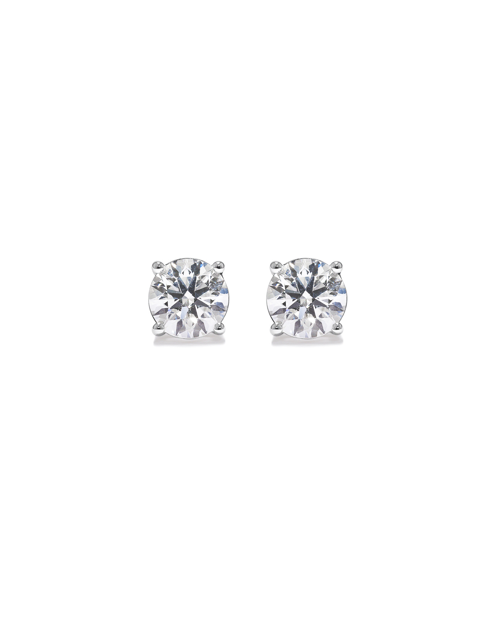 2.00 Carat TW Laboratory-Grown Diamond Solitaire Screwback Stud Earrings in 10kt White Gold