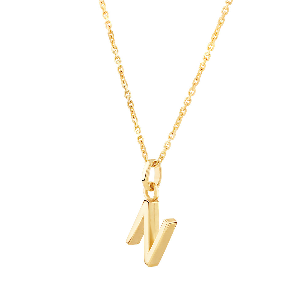 Collier à pendentif « N » en or jaune 10 K