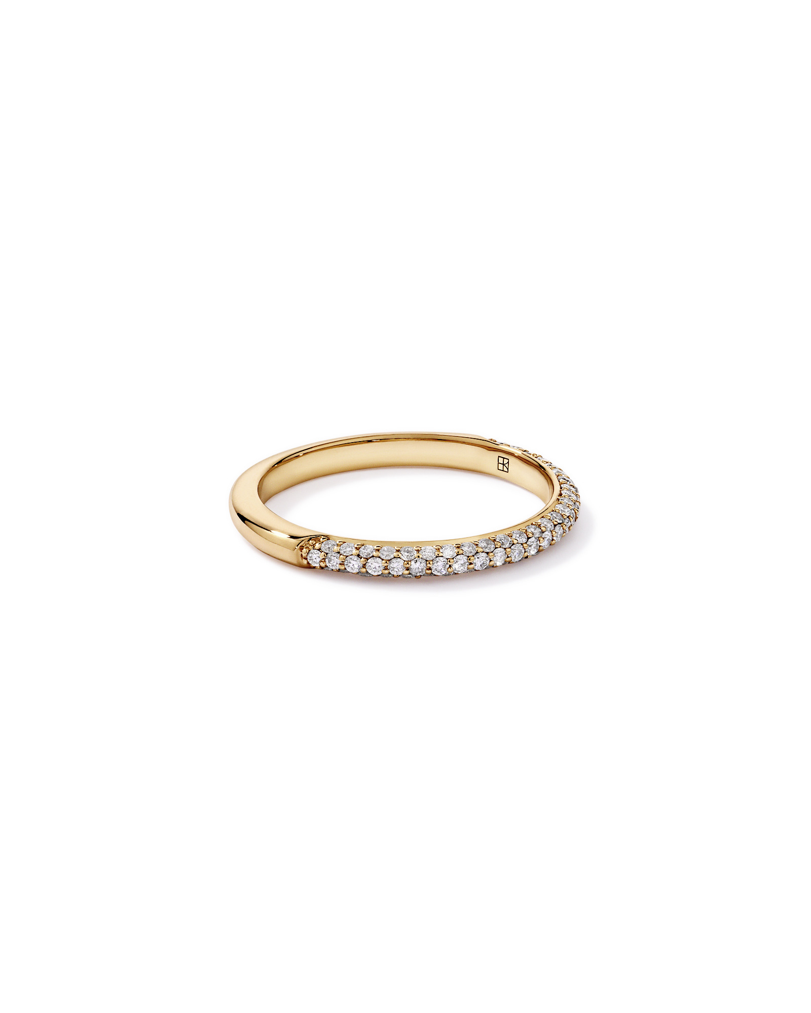 Alliance en or jaune 14 carats sertie de diamants taille brillant rond pavé (poids total 0,40 carat)