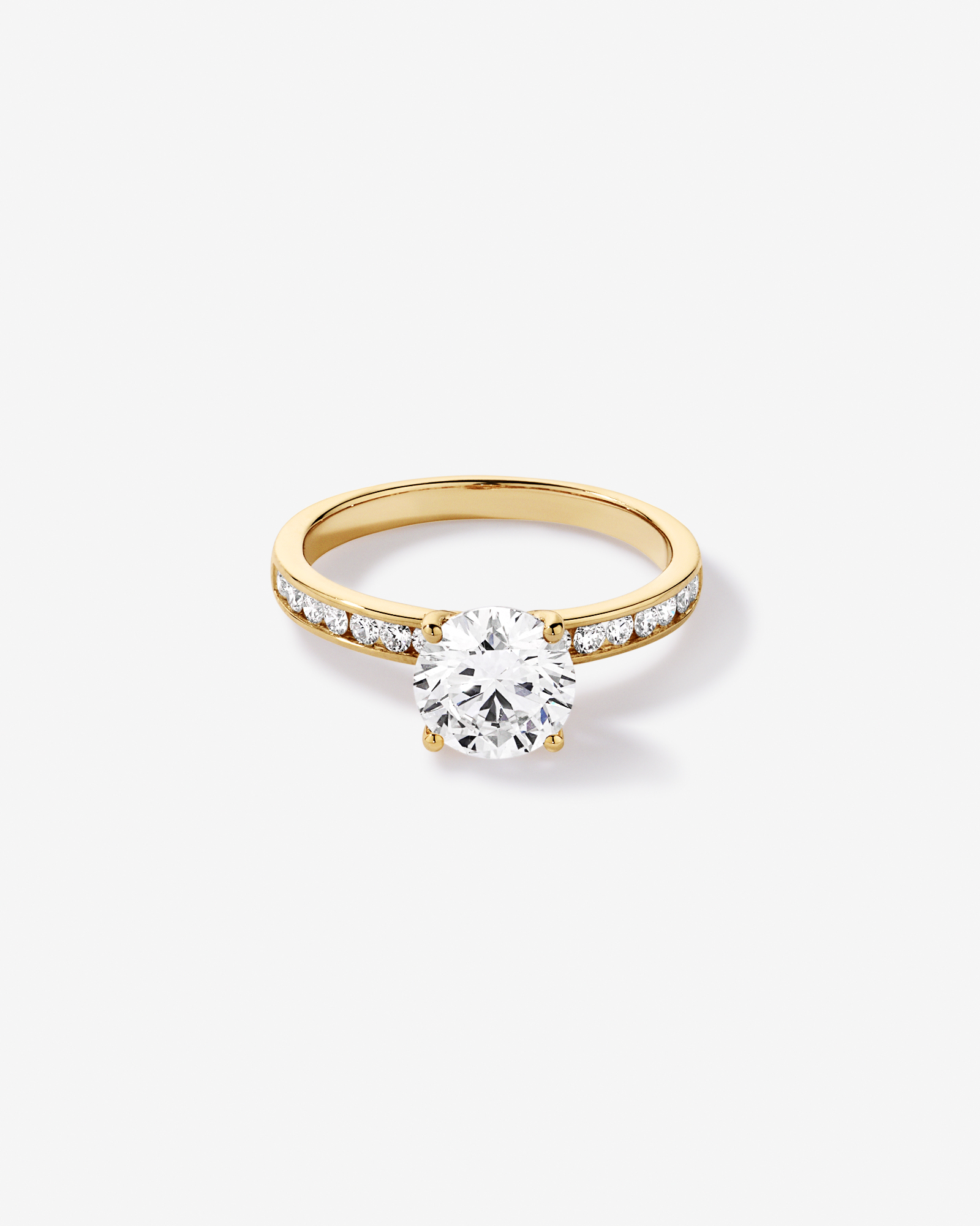 2.00 Carat TW Round Brilliant Laboratory-Grown Diamond Engagement Ring with Channel Set Side Accent Diamonds 14kt Gold