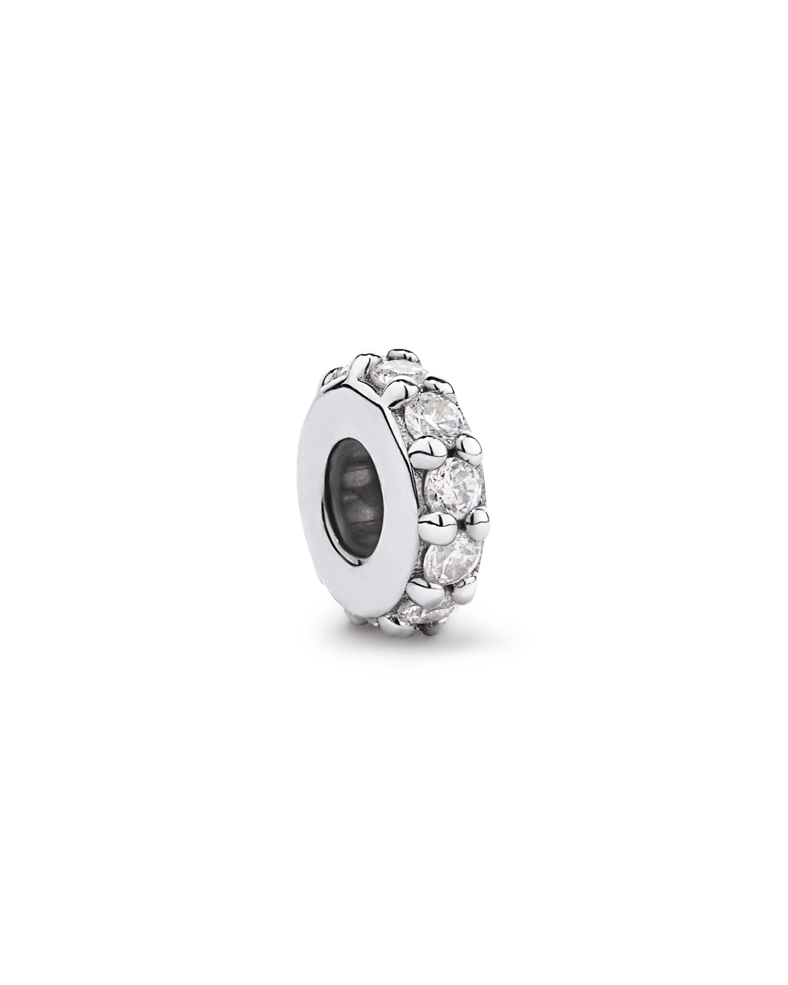 Pendant Spacer with Cubic Zirconia in Sterling Silver