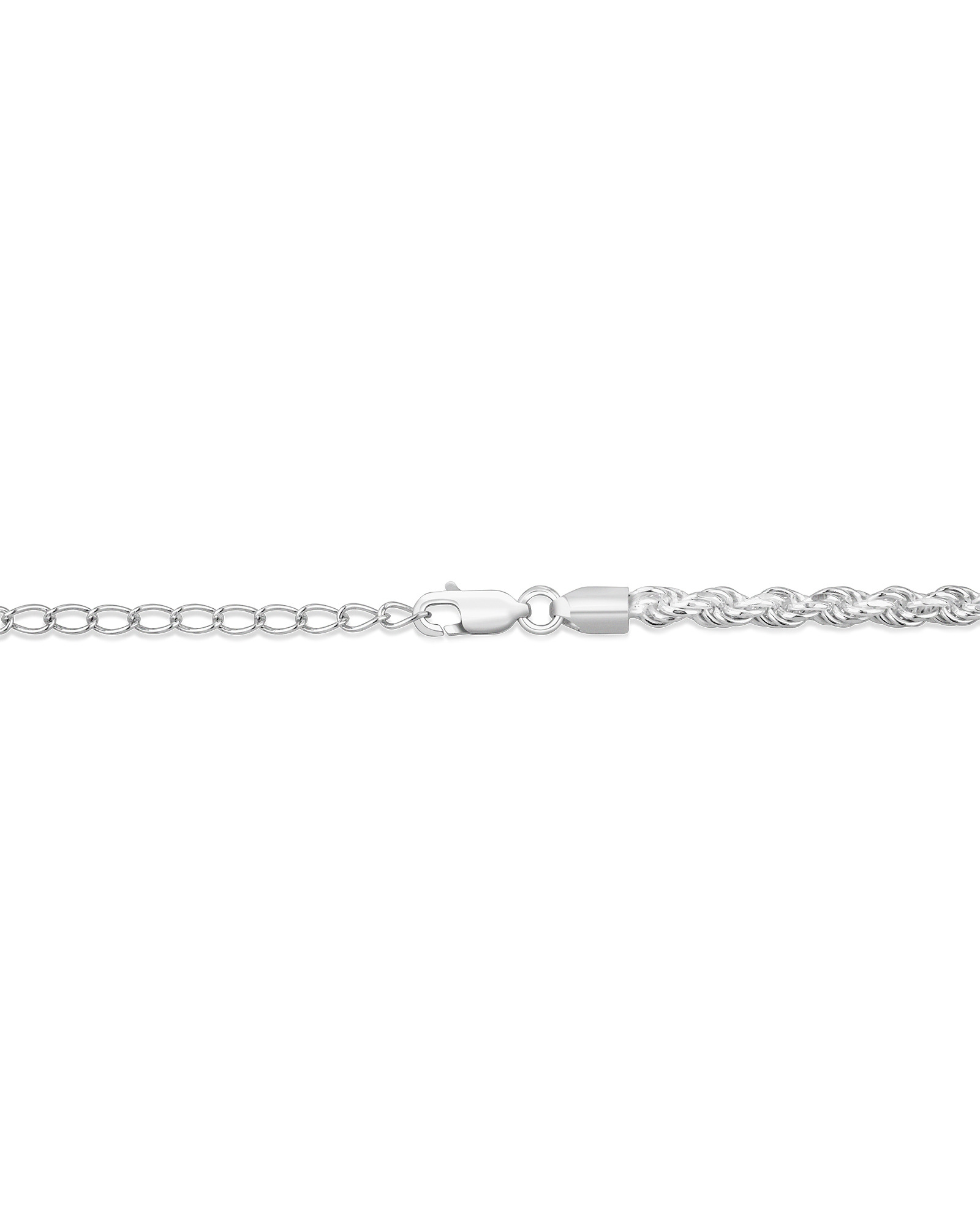 50cm (20") 3.5mm-4mm Width Rope Chain in Sterling Silver