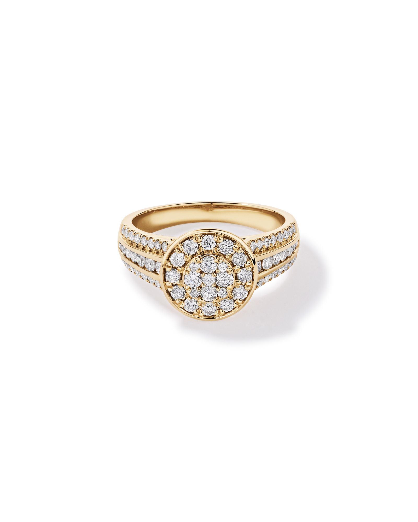 0.85 Carat TW Round Diamond Cluster Ring 10kt Yellow Gold