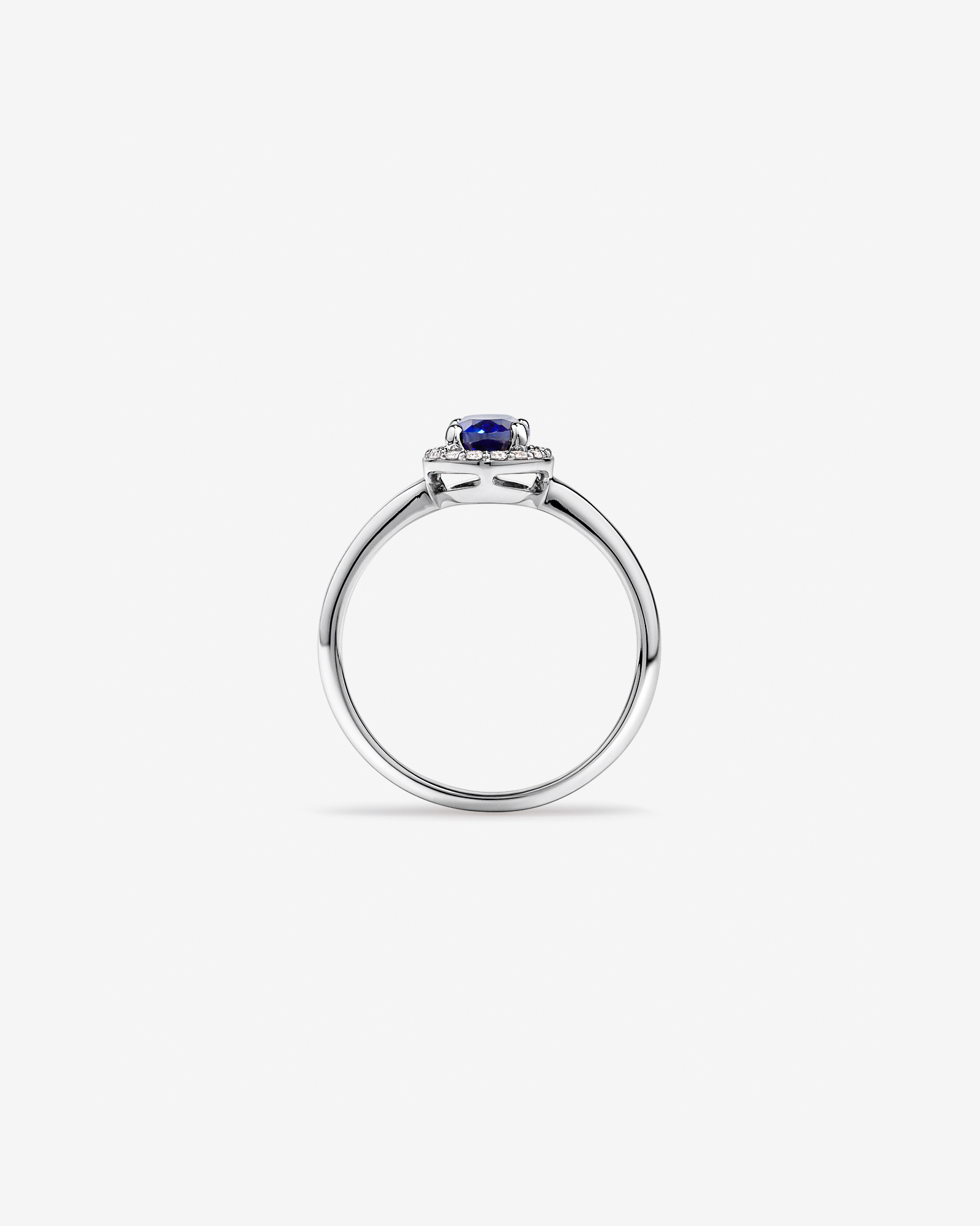 Created Sapphire & 0.10 Carat TW Laboratory-Grown Diamond Halo Ring 10kt White Gold