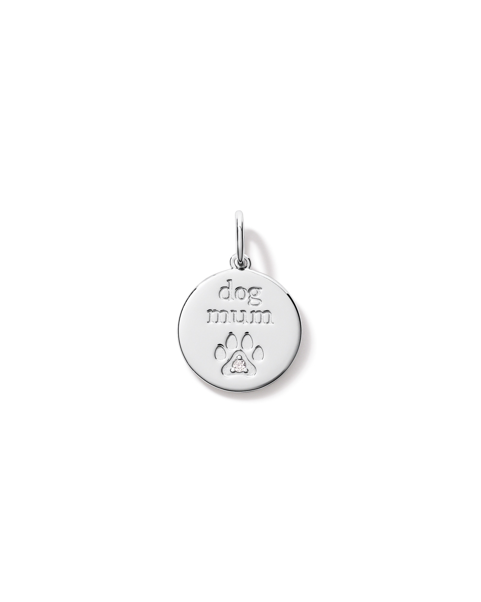 Pendentif cubique en zircone Dog Mum en argent sterling