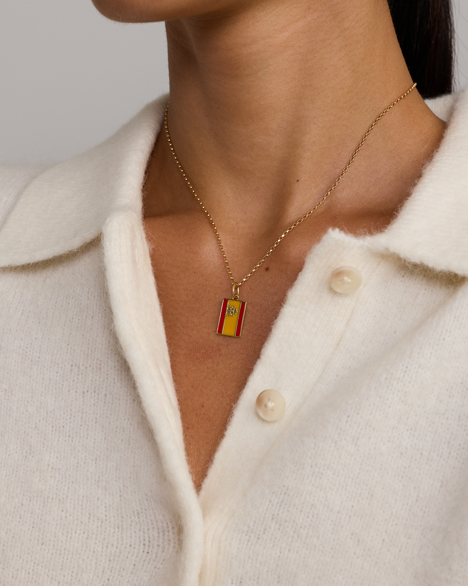 Spain Flag Pendant in 18Kt Vermeil