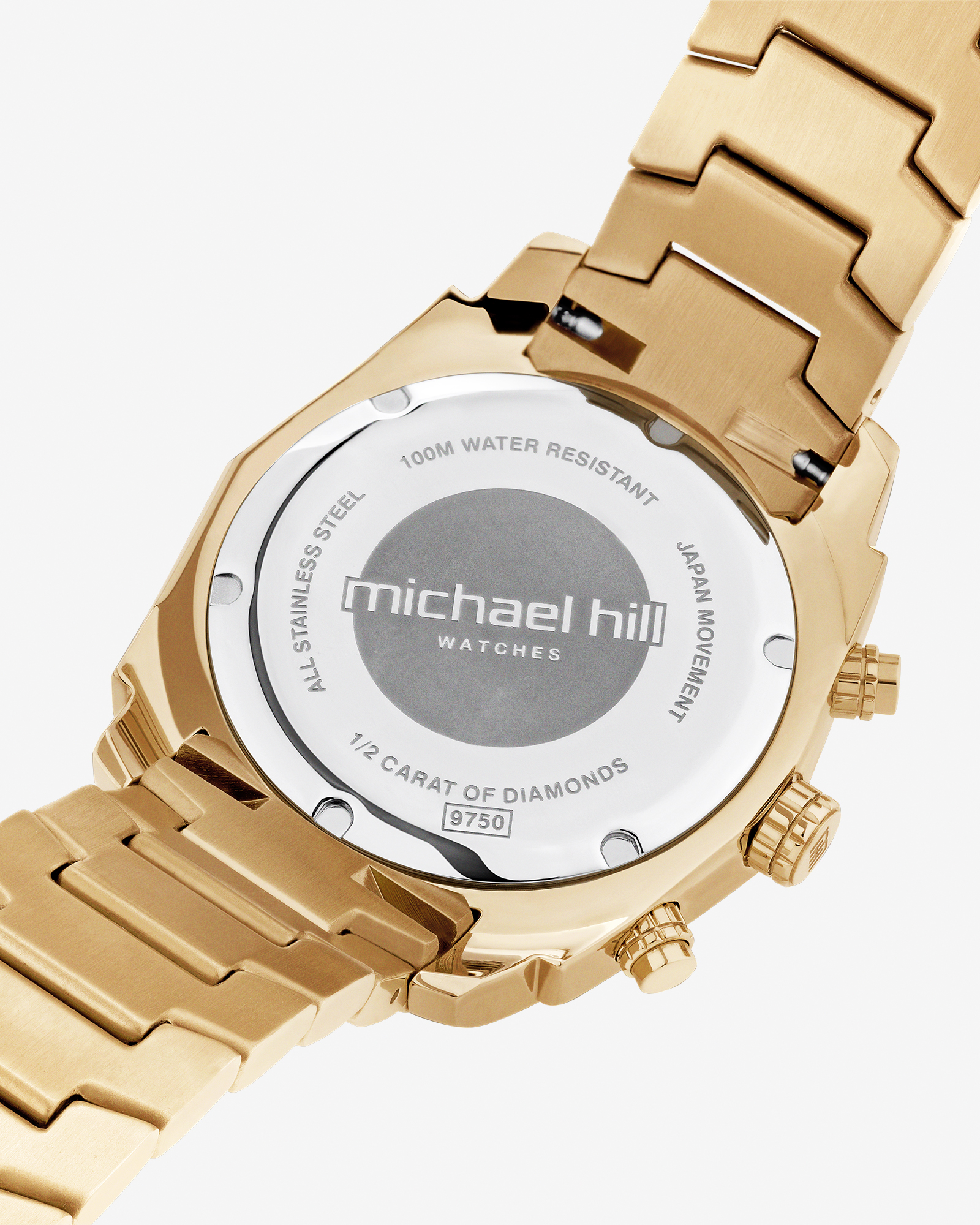 Montre chronographe solaire en acier inoxydable doré avec diamants totalisant 0,50 ct pour homme