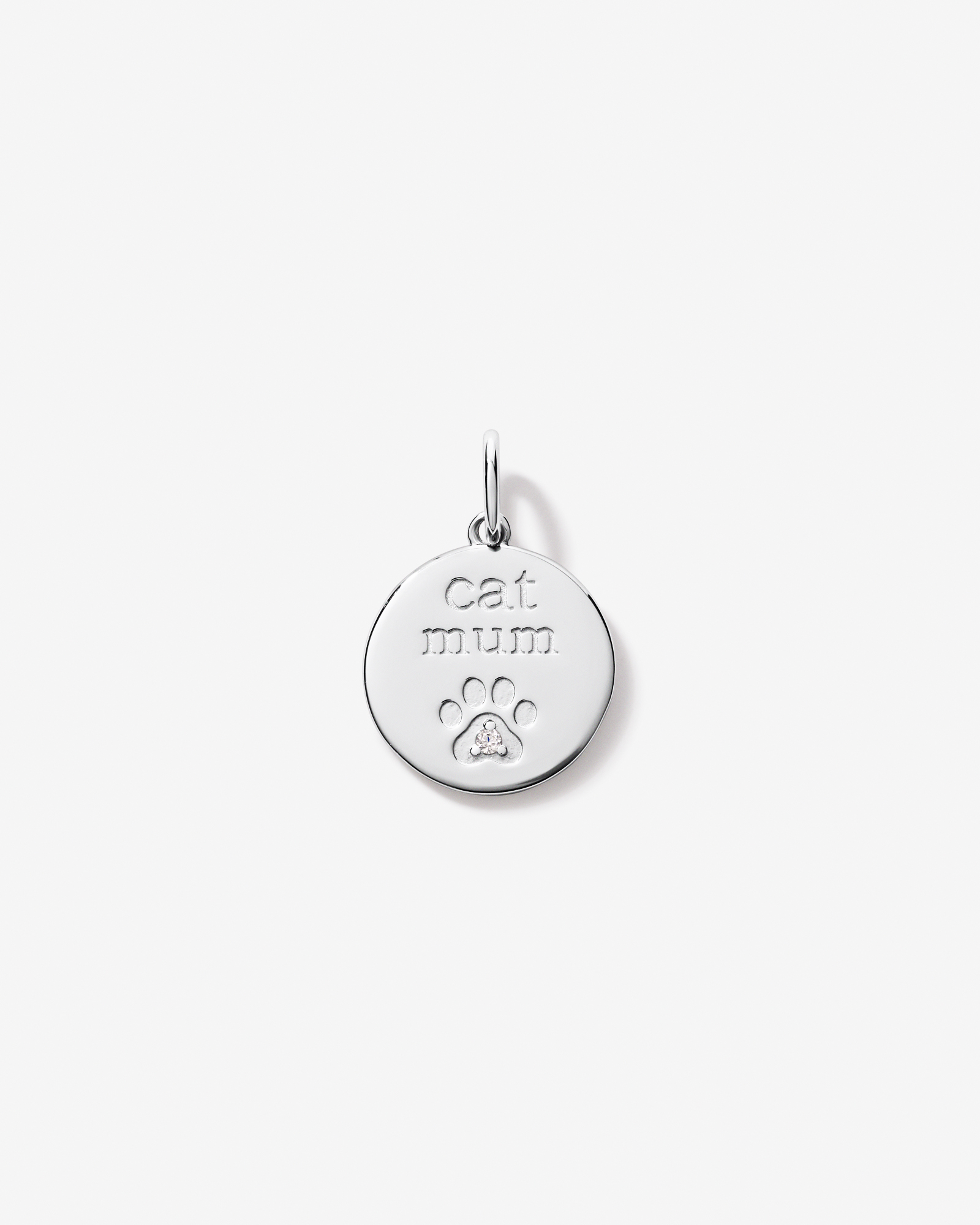 Pendentif cubique en zircone Cat Mum en argent sterling
