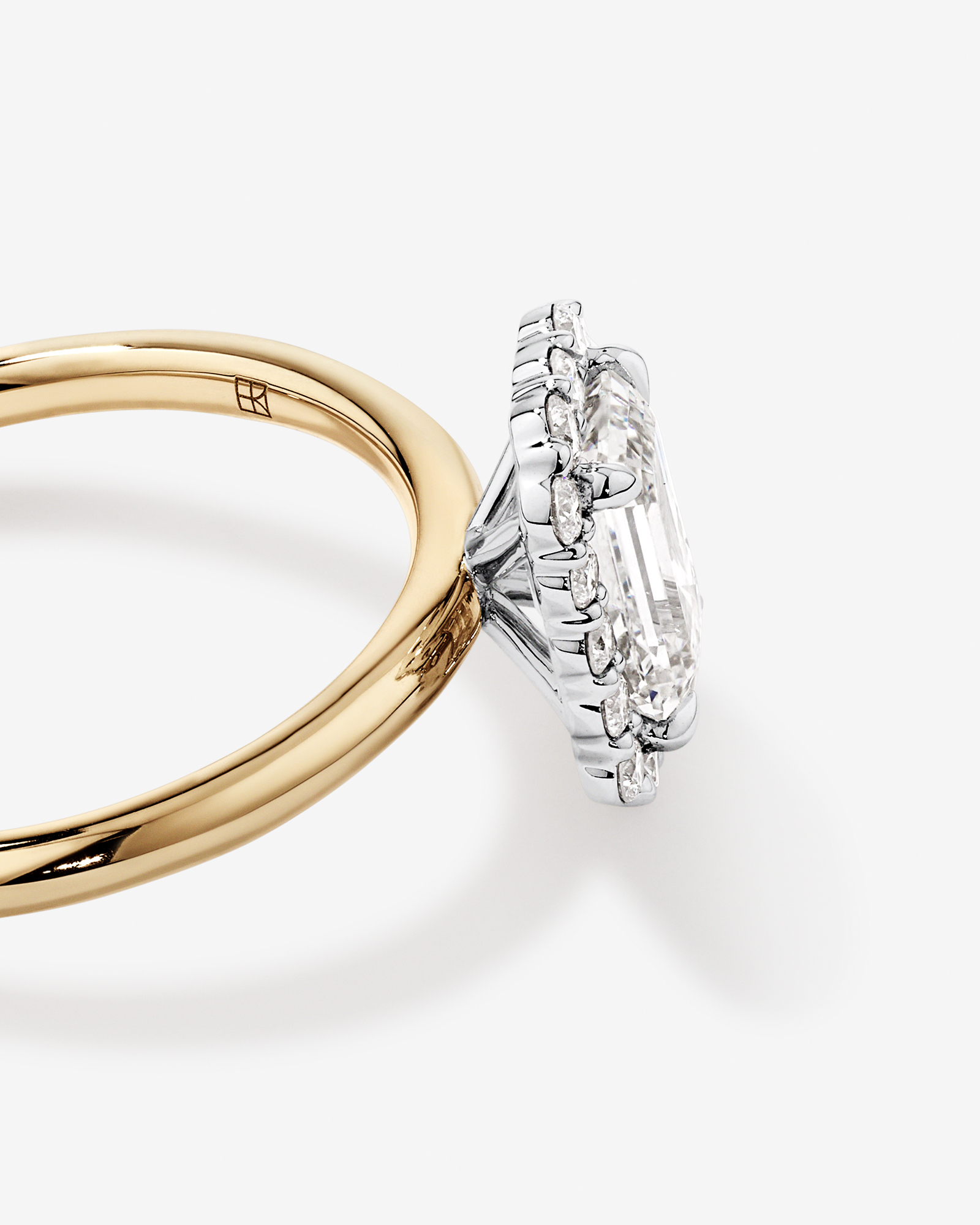 Carat TW Emerald Cut Laboratory-Grown Diamond Halo Engagement Ring 14kt Yellow Gold