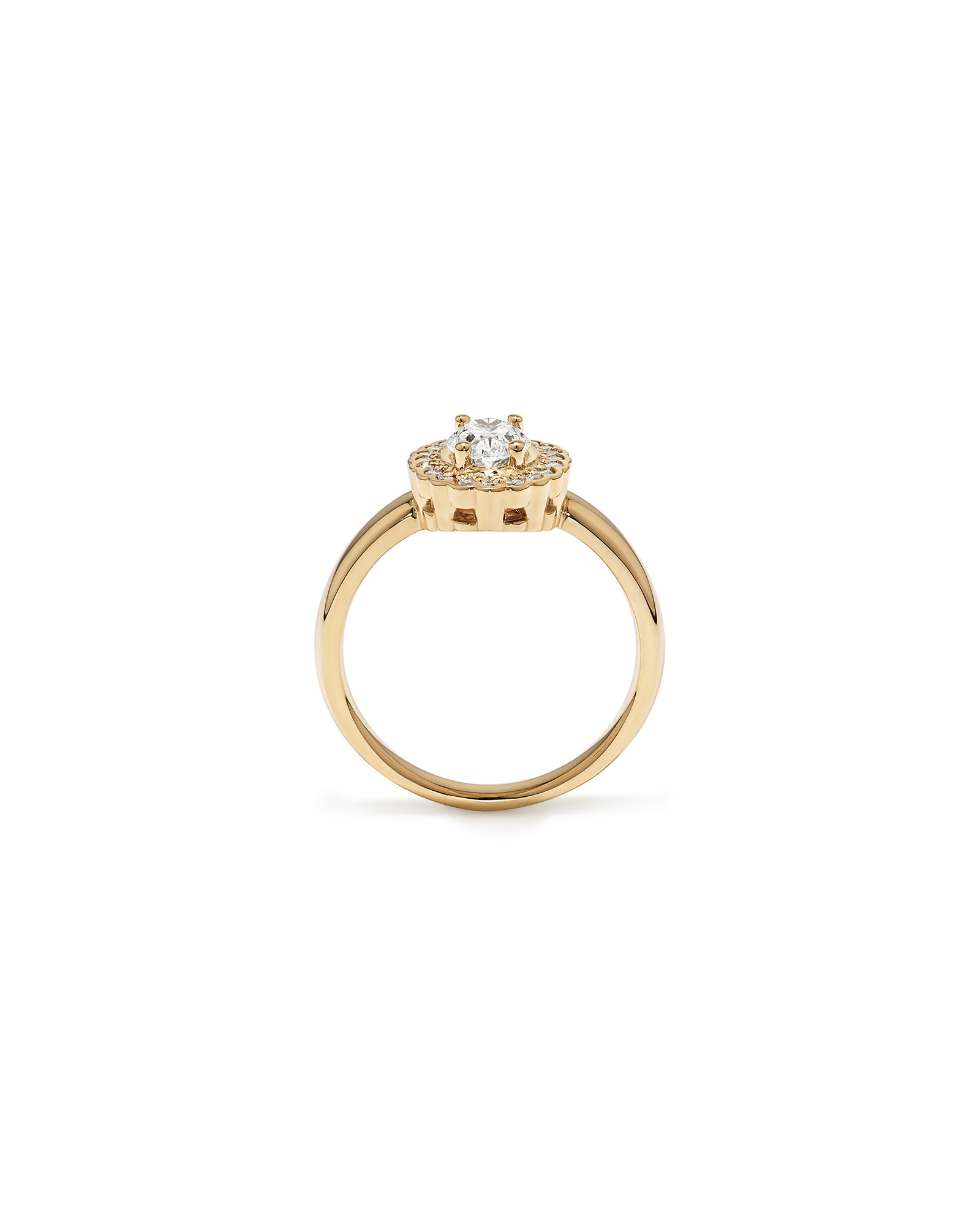 Carat TW Oval Diamond Floral Halo Ring 14kt Yellow Gold