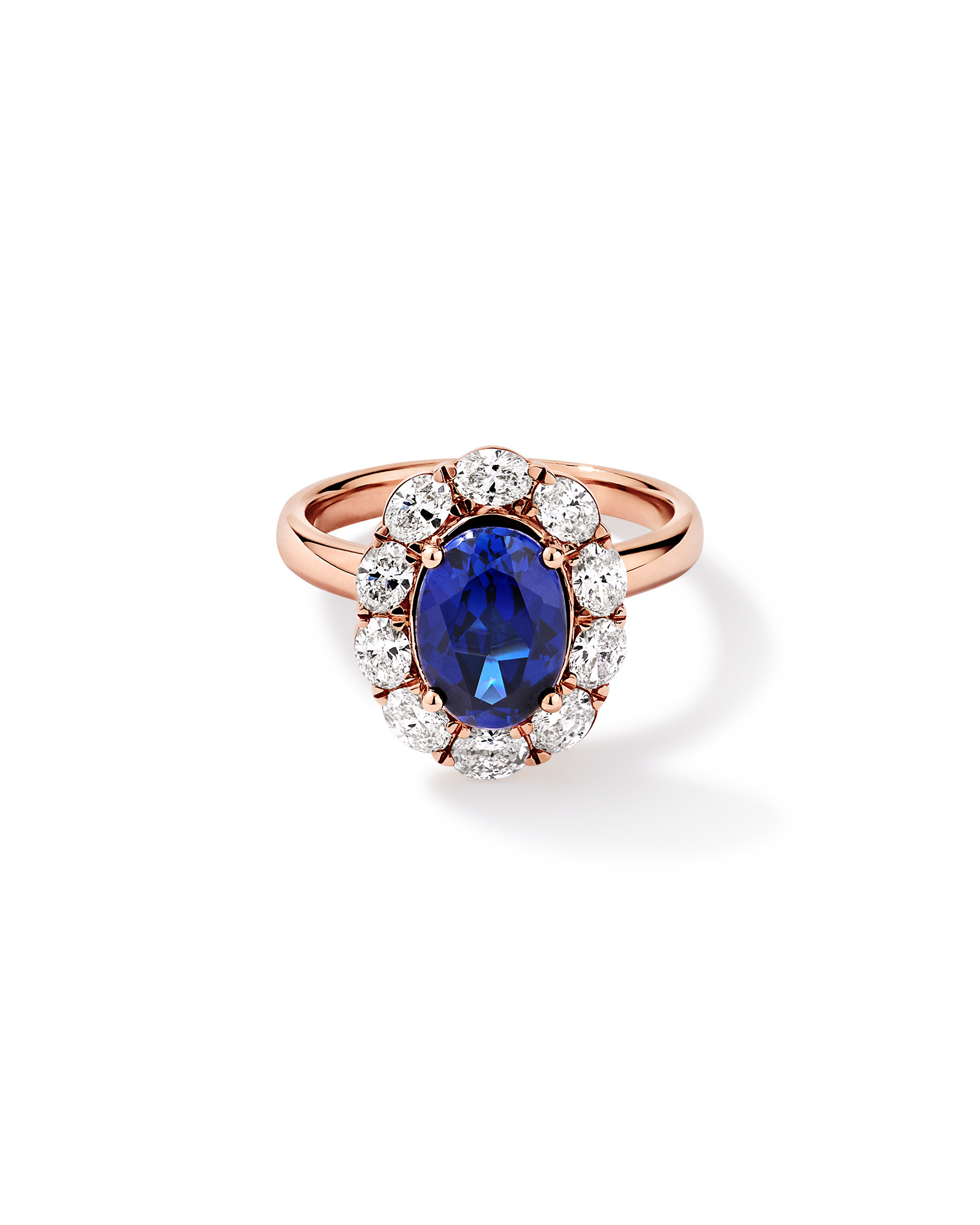 Création de la bague en diamant TW cultivée en laboratoire en saphir et 0,97 carat en or rose 10 carats