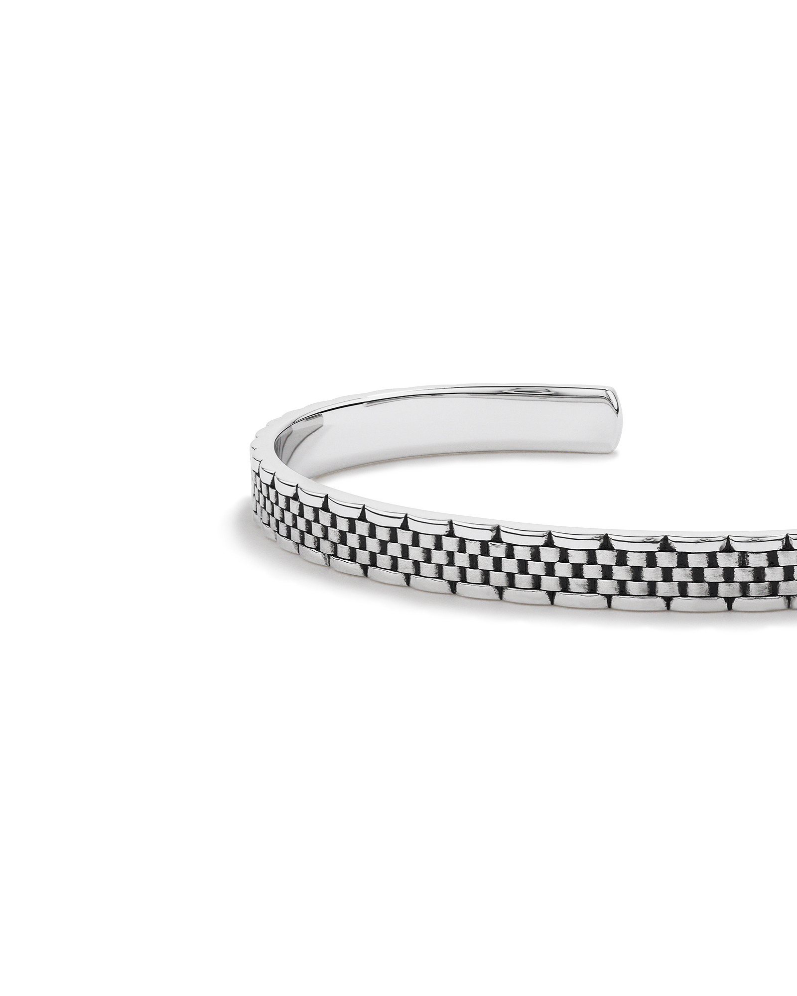 Bracelet rigide texturé à motif de maillons pour hommes en argent sterling