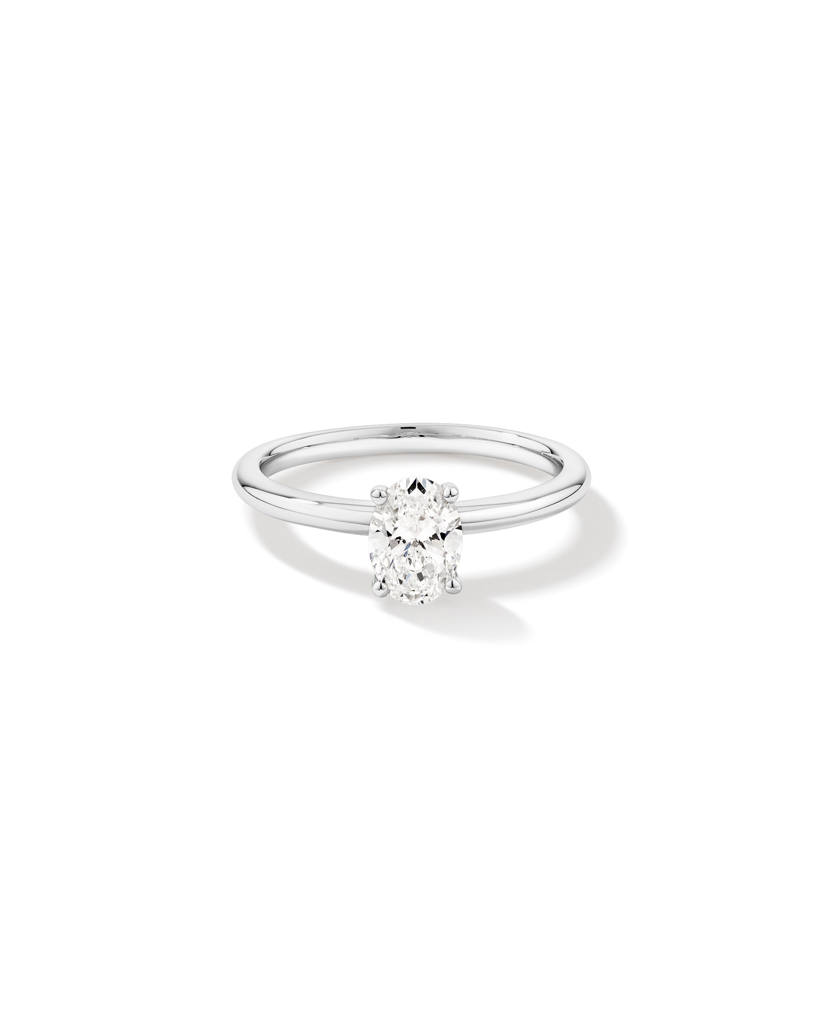 Bague de fiançailles en diamant solitaire ovale cultivée laboratoire 0,70 carat or blanc 14 carats