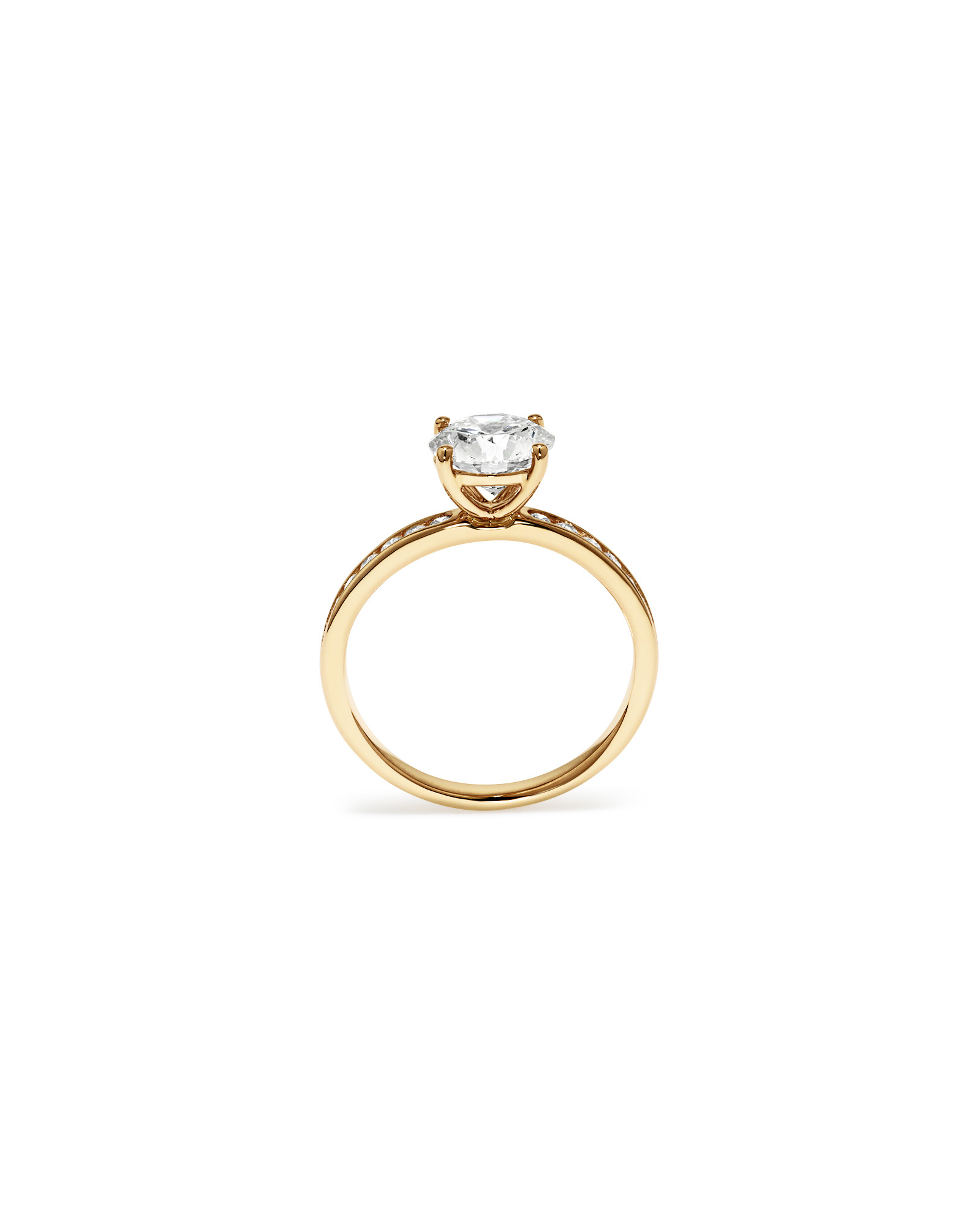2.00 Carat TW Round Brilliant Laboratory-Grown Diamond Engagement Ring with Channel Set Side Accent Diamonds 14kt Gold