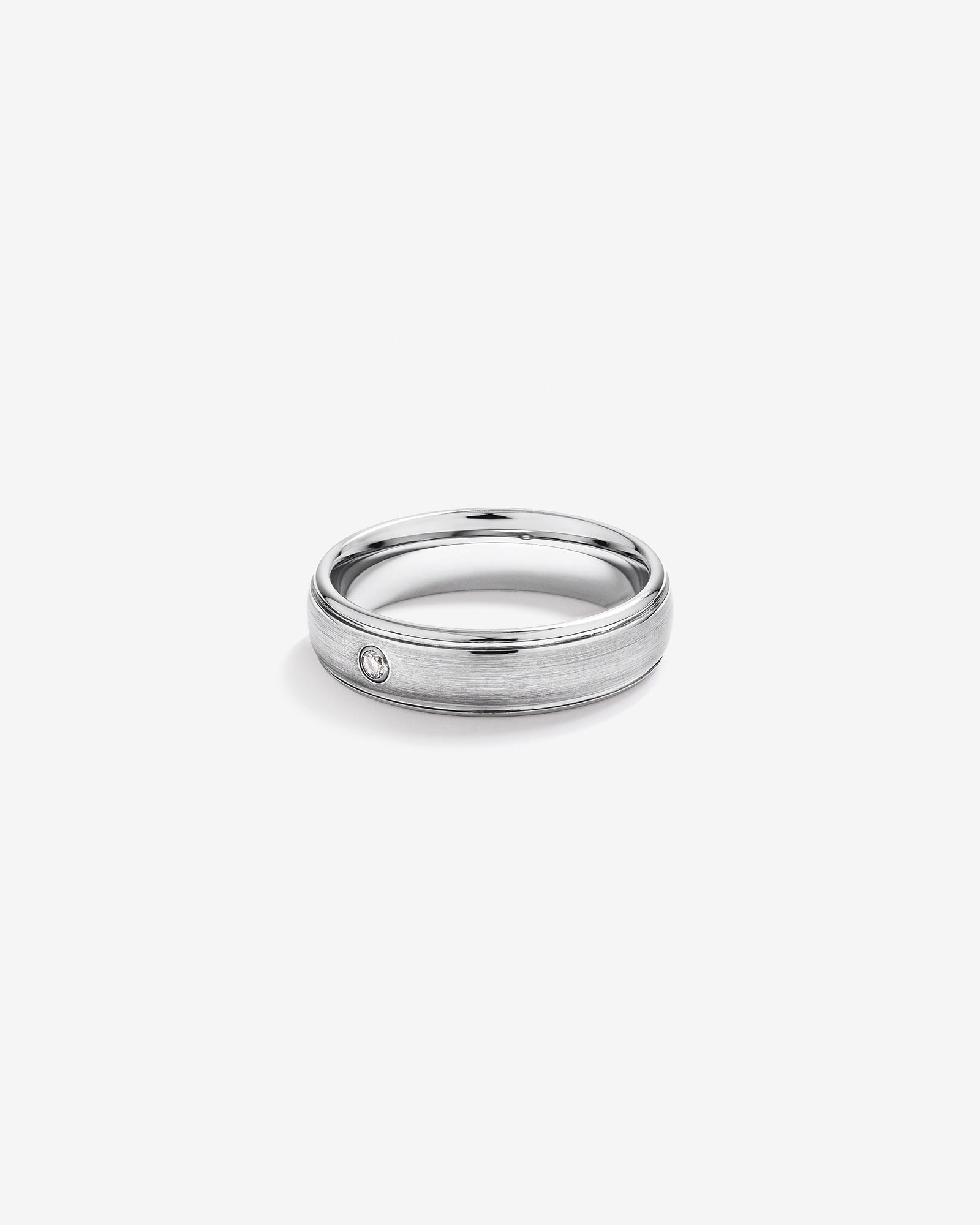 6 mm Bague de mariage polie et brossée avec diamants en tungstène